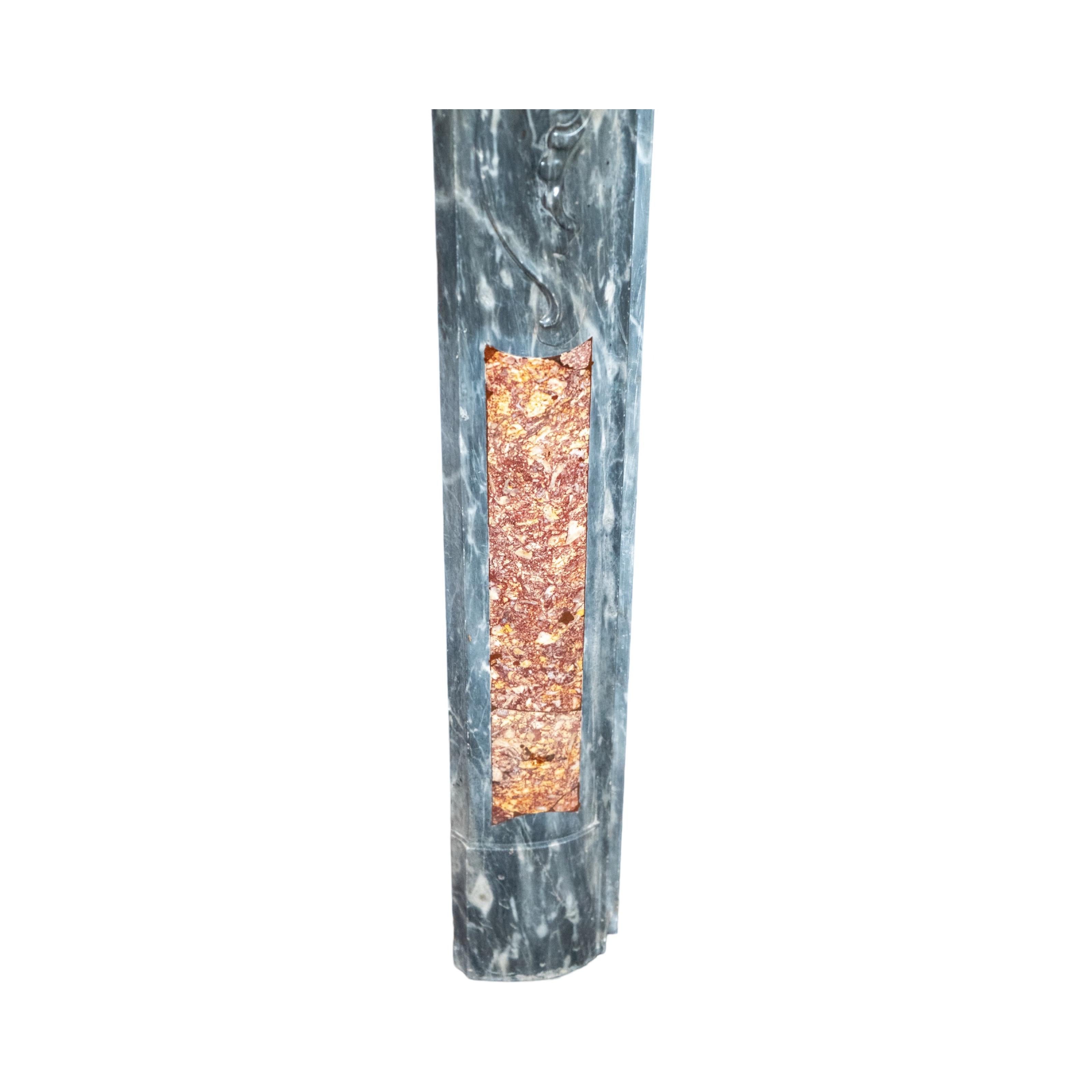 Antique French Turquin Azul y Violeta Brocatelle Mantel de Mármol en venta 6