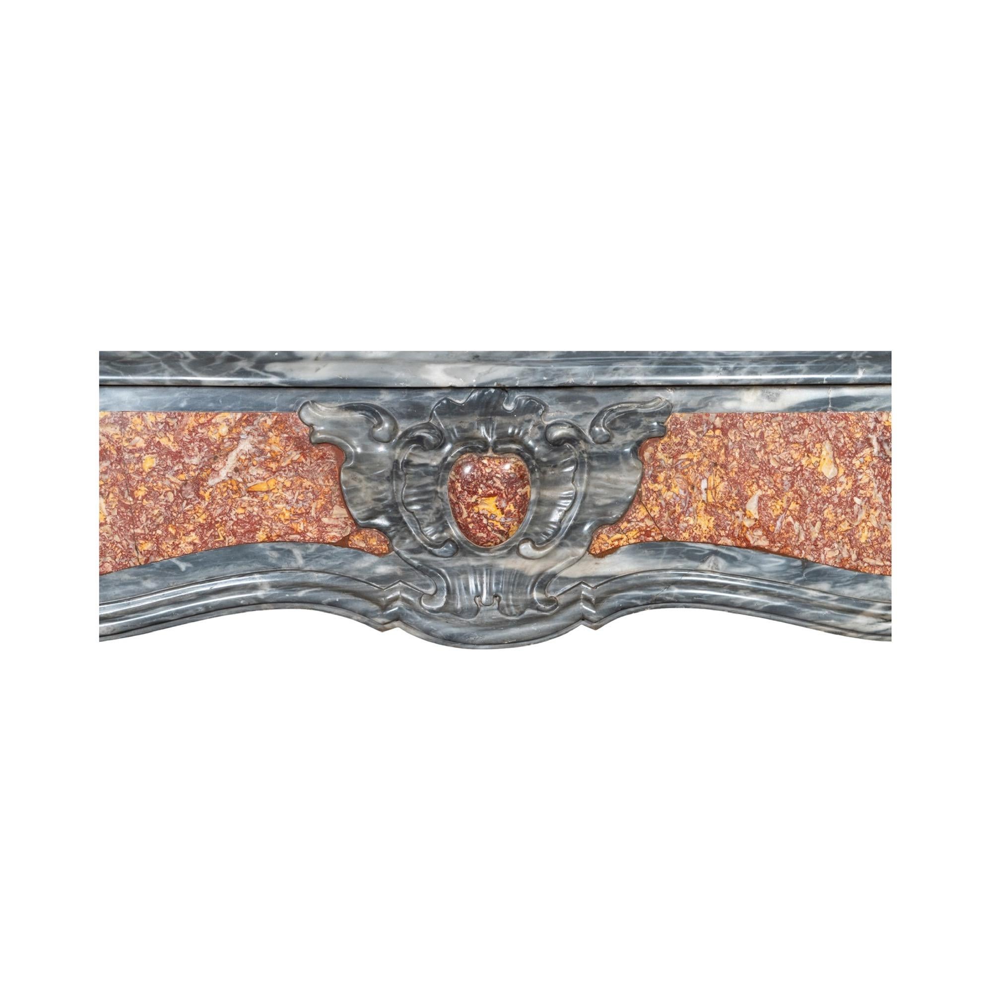 Antique French Turquin Azul y Violeta Brocatelle Mantel de Mármol Francés en venta