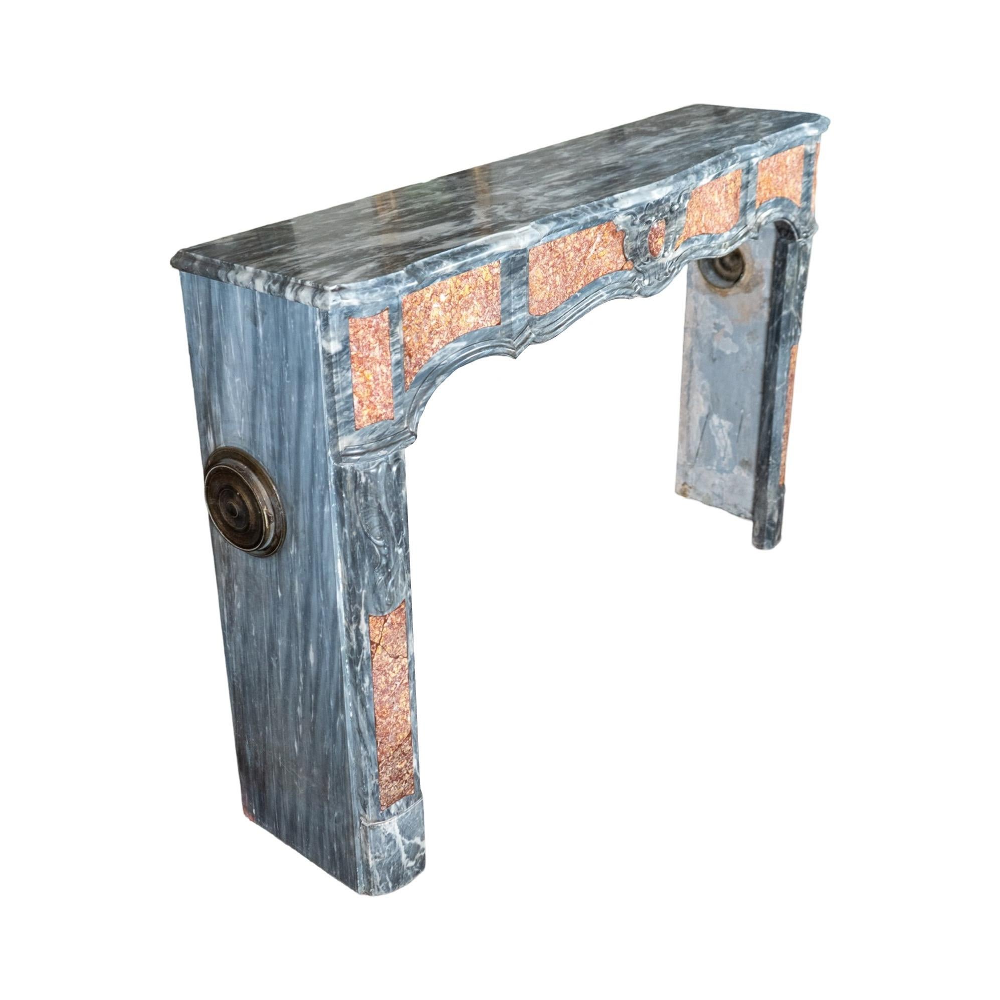 Antique French Turquin Azul y Violeta Brocatelle Mantel de Mármol en venta 2