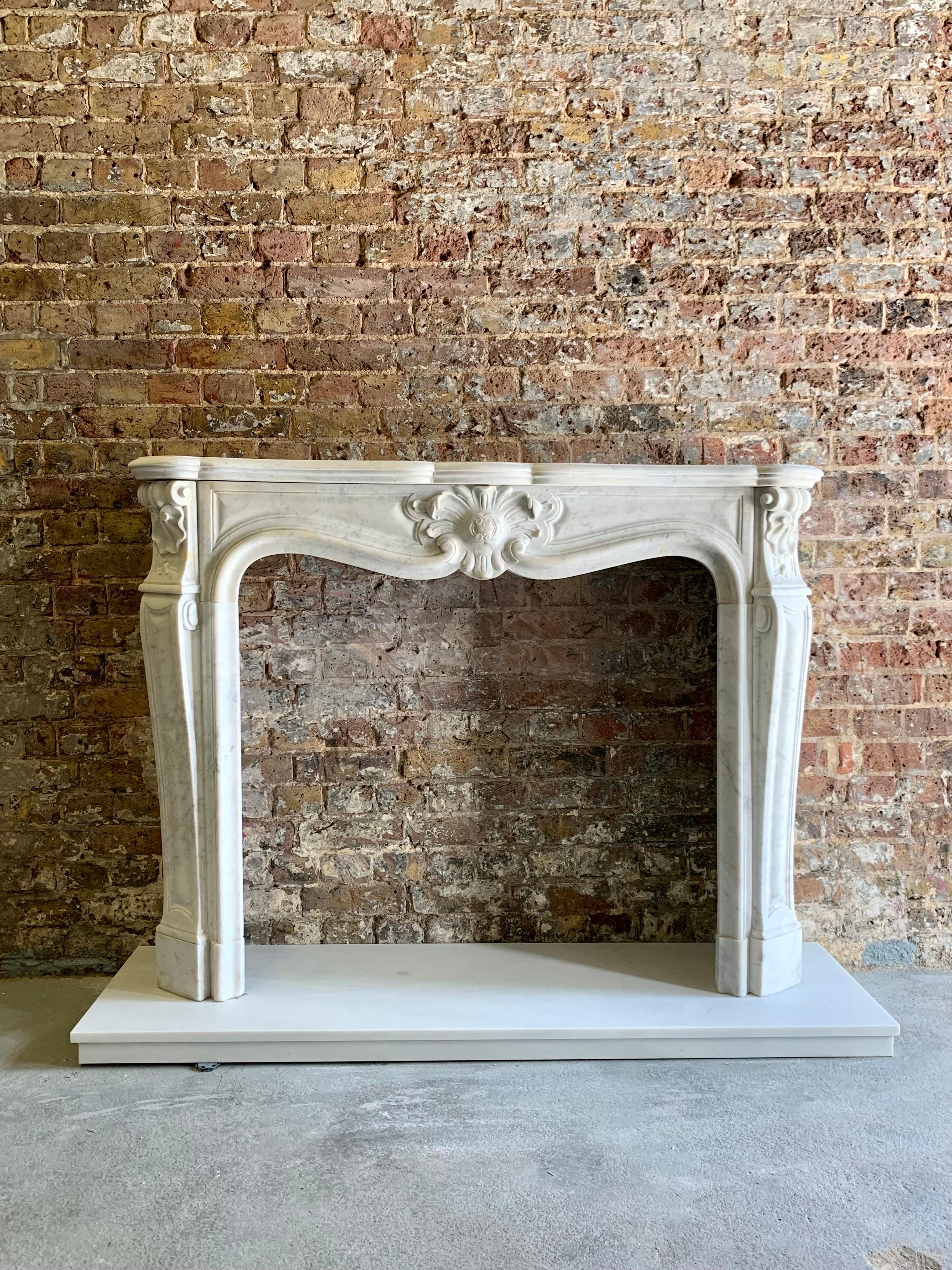 Hand-Carved 18th Century Louis XVI Marble Fireplace Mantlepiece