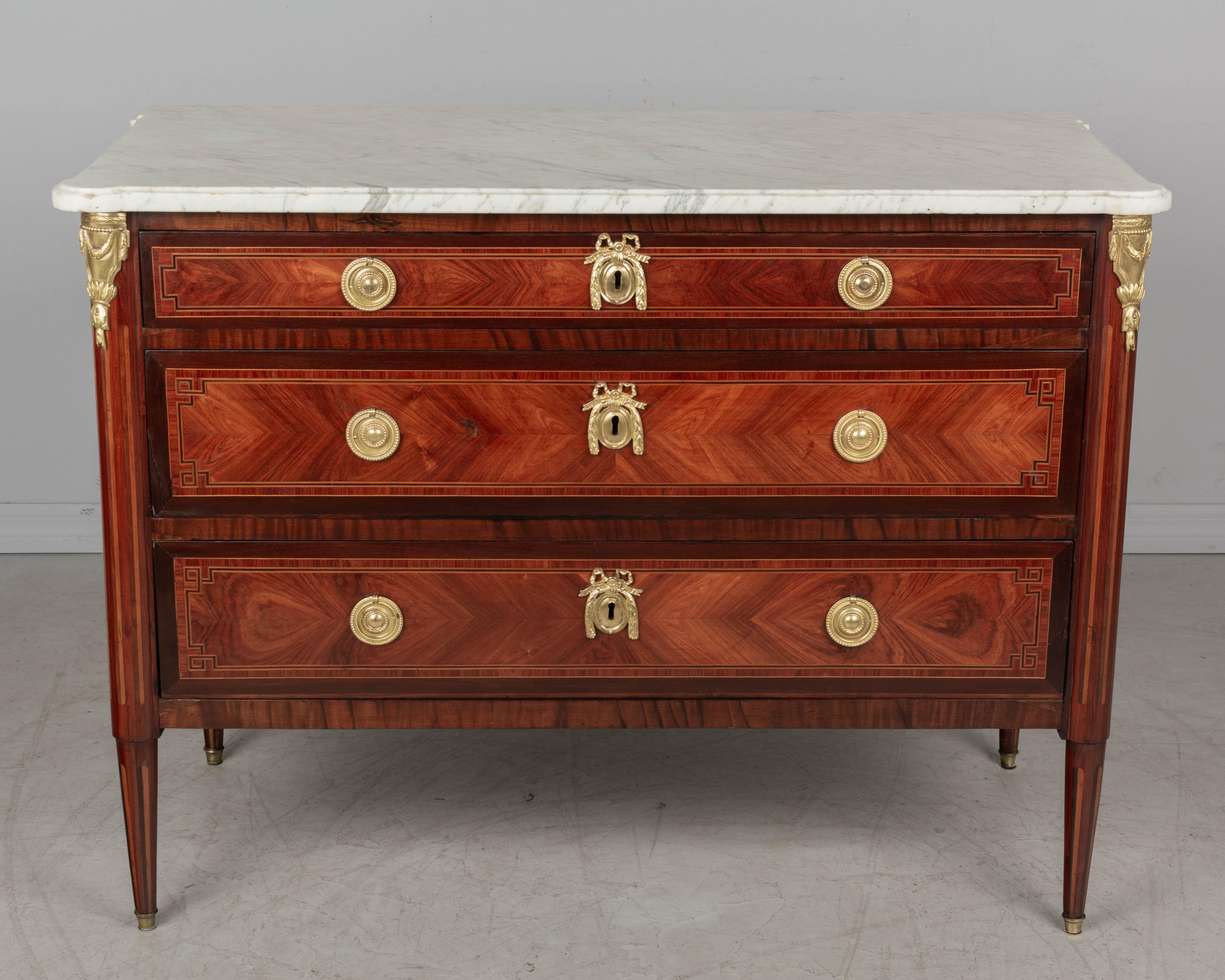 French 18th Century Louis XVI Marquetry Commode,  Stamped Jean-Baptiste Lependu For Sale