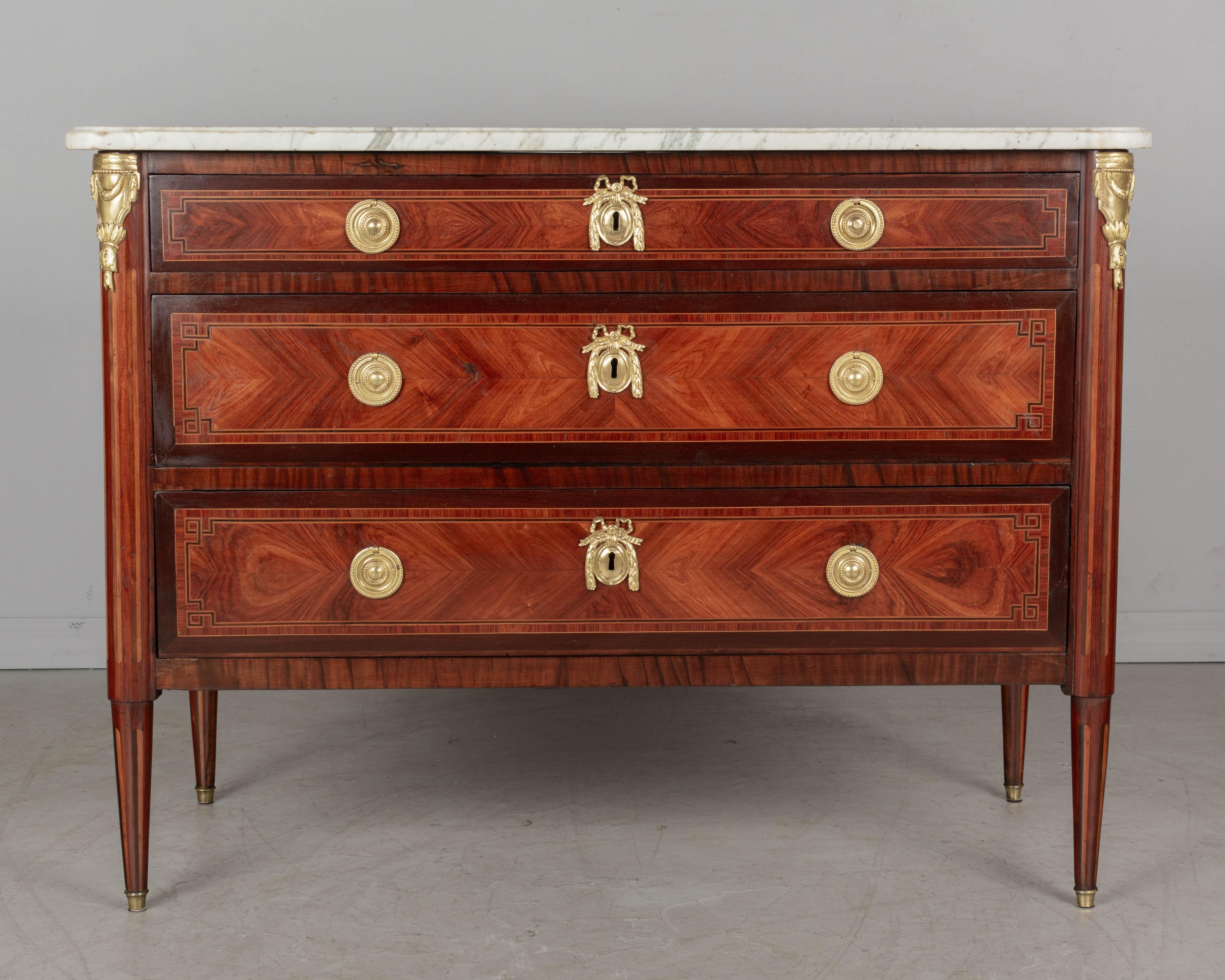 18th Century Louis XVI Marquetry Commode,  Stamped Jean-Baptiste Lependu In Good Condition For Sale In Winter Park, FL