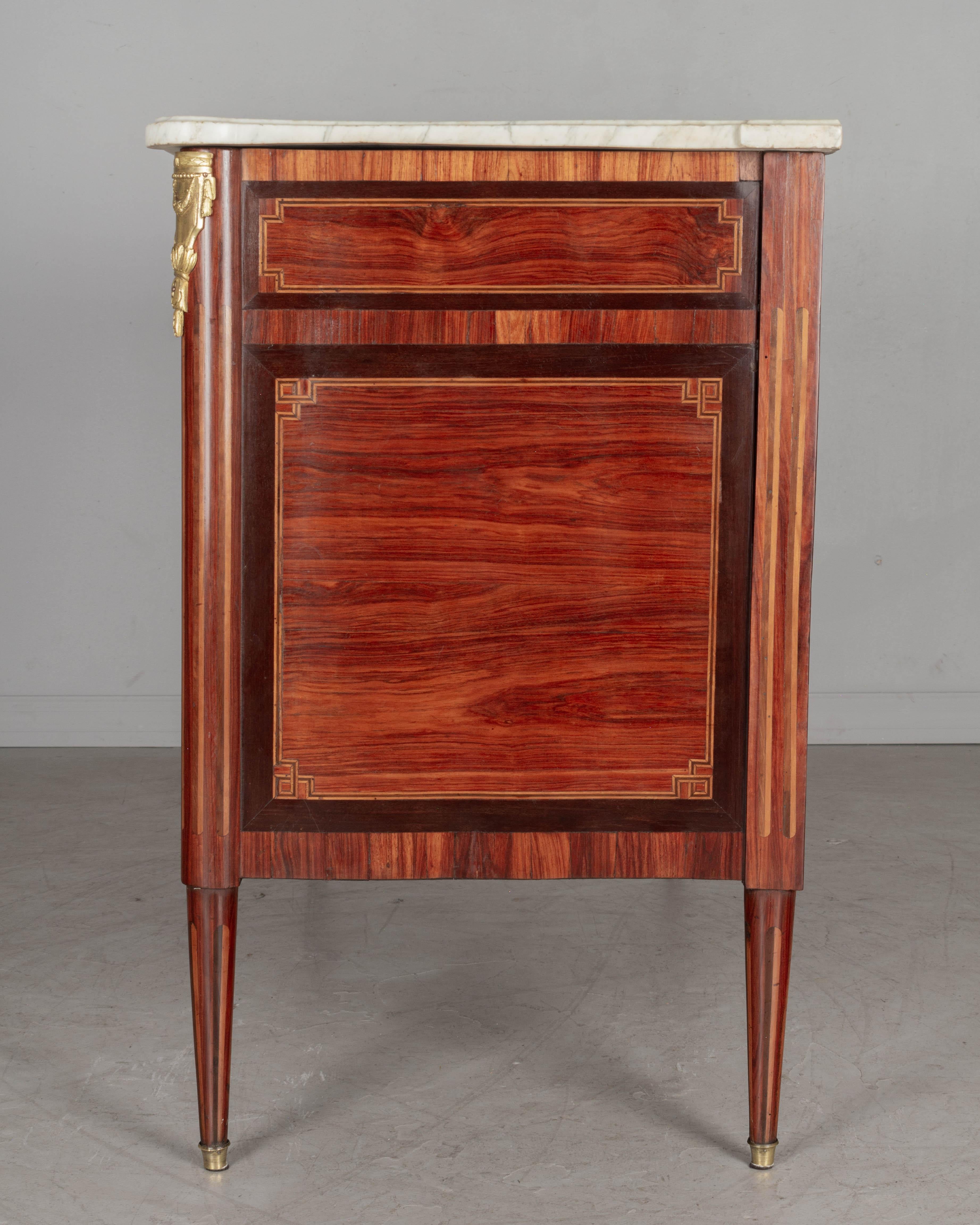 Tulipwood 18th Century Louis XVI Marquetry Commode,  Stamped Jean-Baptiste Lependu For Sale