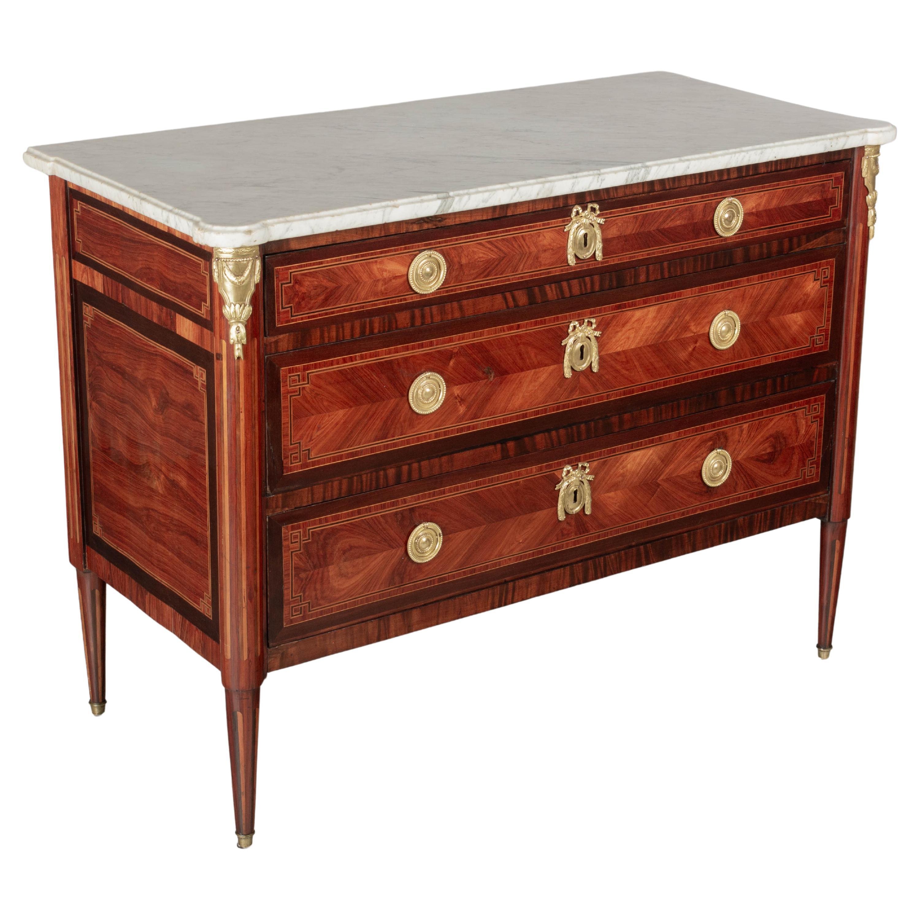 18th Century Louis XVI Marquetry Commode,  Stamped Jean-Baptiste Lependu For Sale
