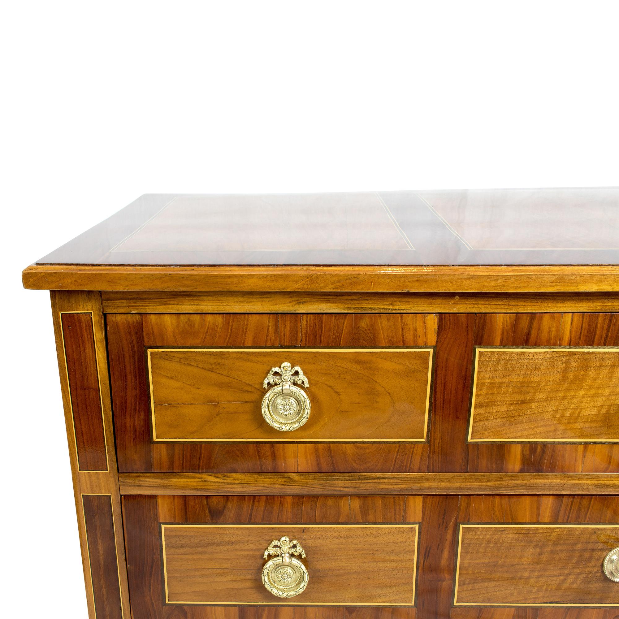 18th Century Louis XVI Marquetry Walnut Commode / Chest of Drawers For Sale 2