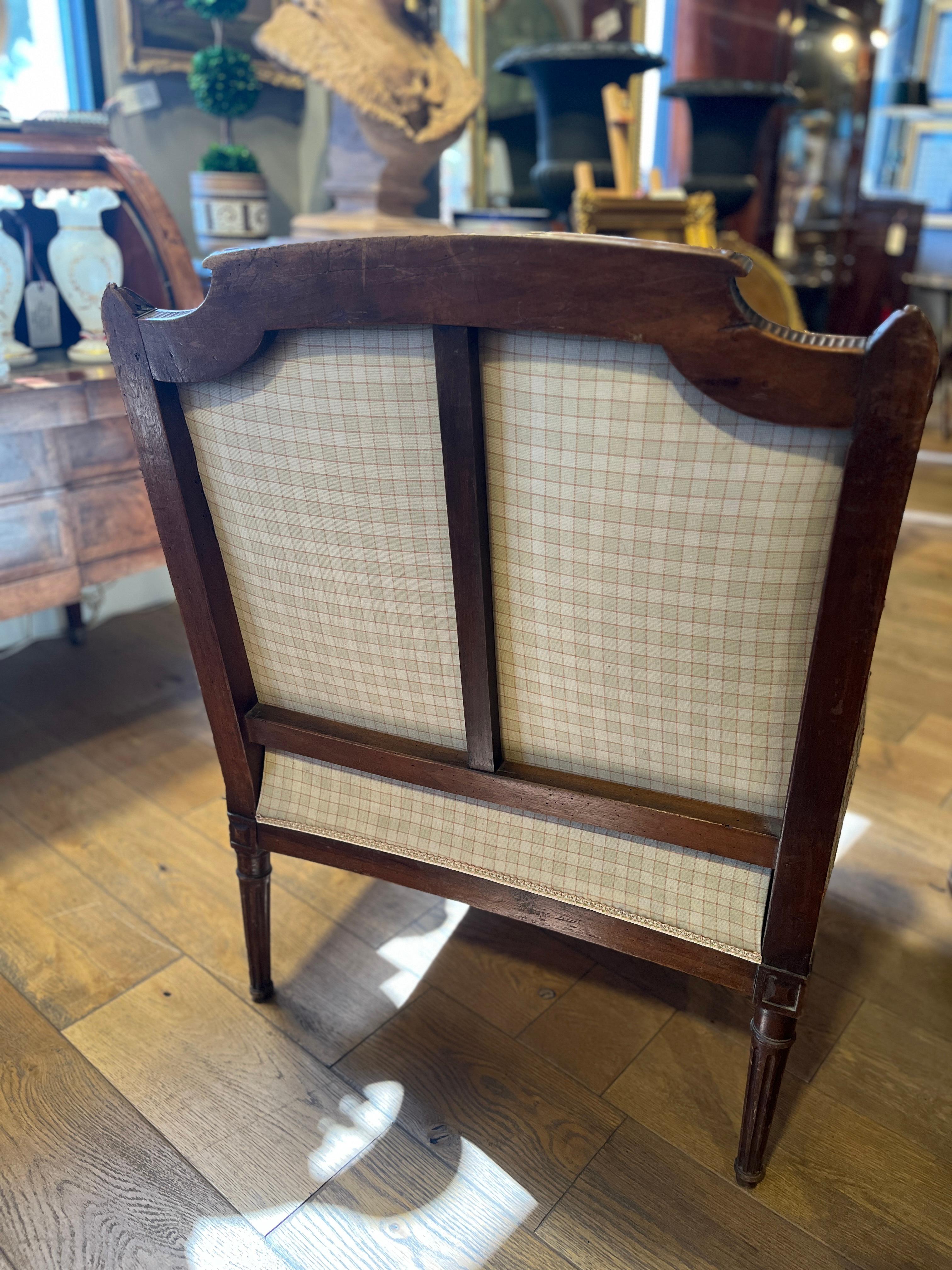 Hardwood 18th Century Louis XVI Marquis Armchair For Sale