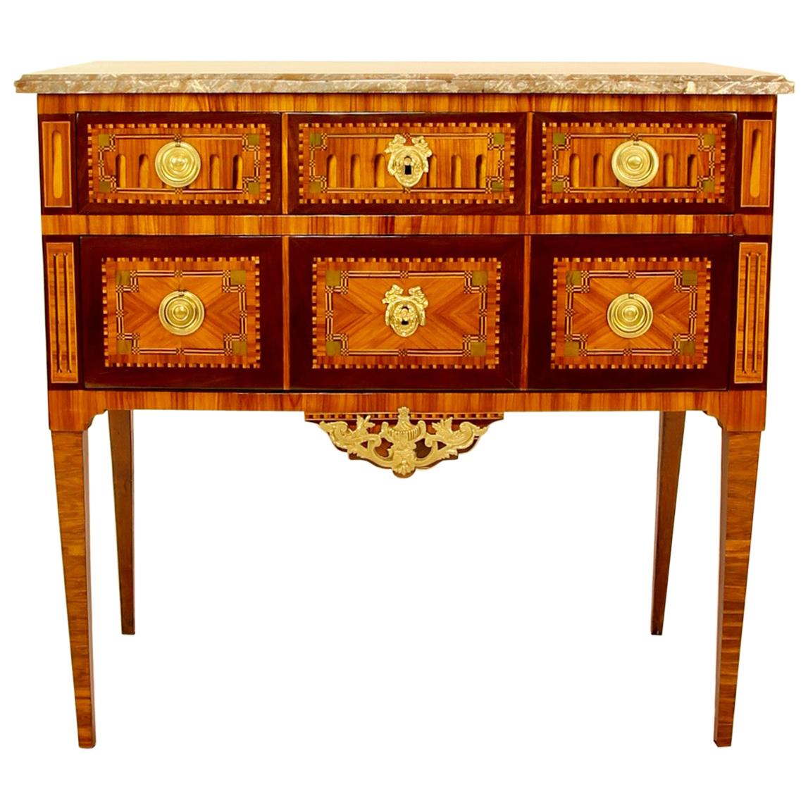 18th Century Louis XVI Neoclassical Marquetry Commode or Chest of Drawers