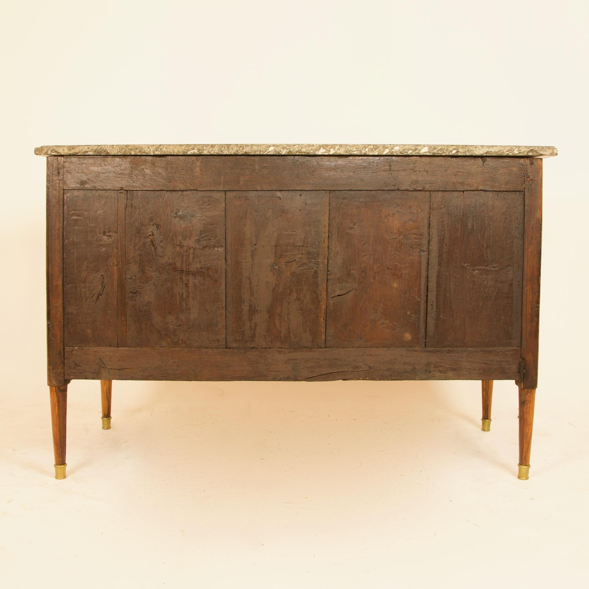 18th Century Louis XVI Neoclassical Marquetry Gilt Bronze Commode or Sauteuse For Sale 1