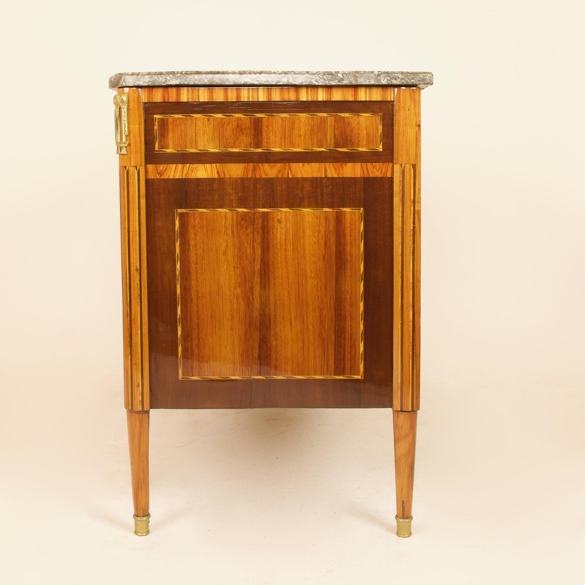 18th Century Louis XVI Neoclassical Marquetry Gilt Bronze Commode or Sauteuse For Sale 2