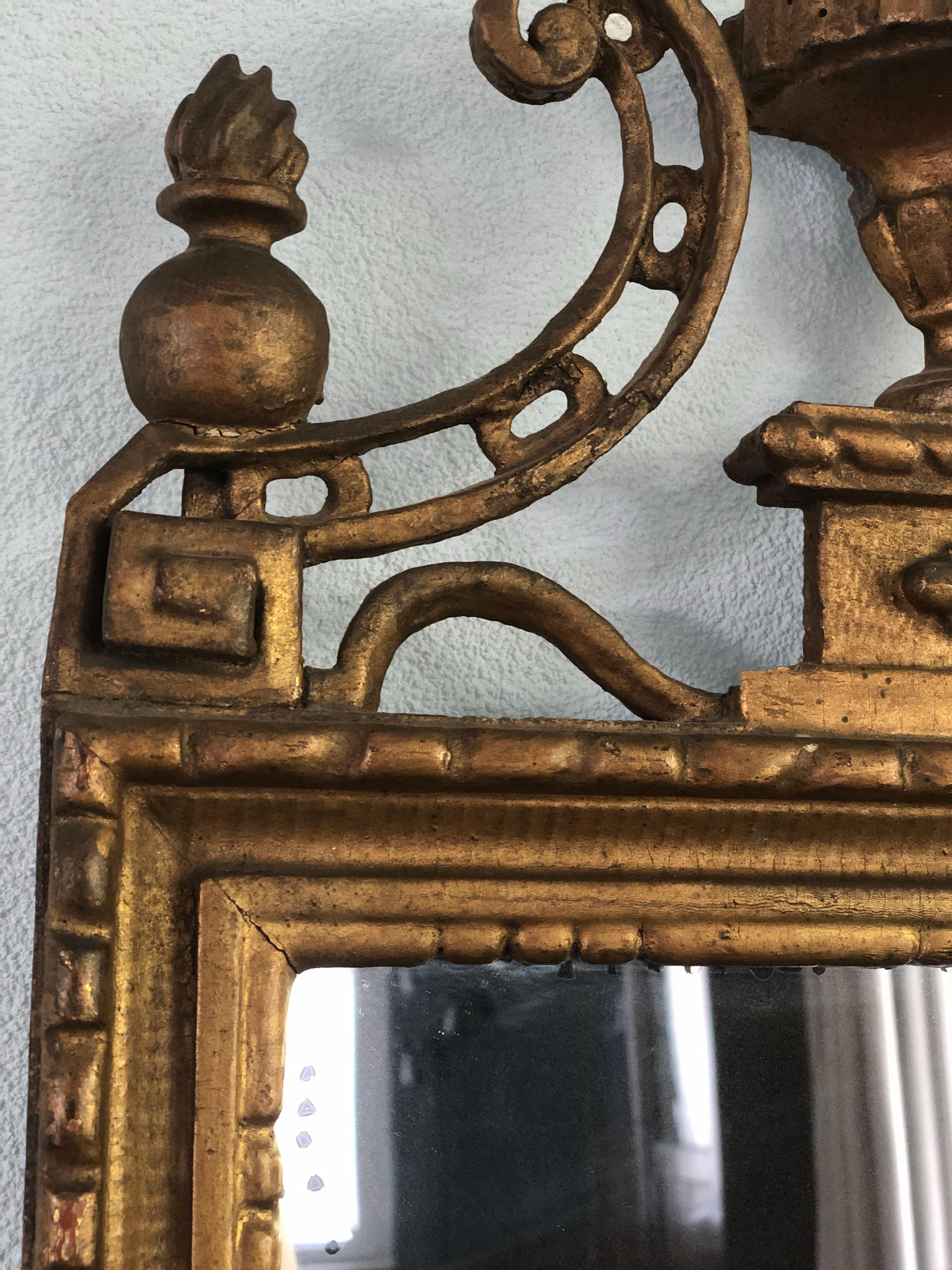 French 18th Century Louis XVI Neoclassical Richly Carved and Detailed Gildwood Mirror F For Sale