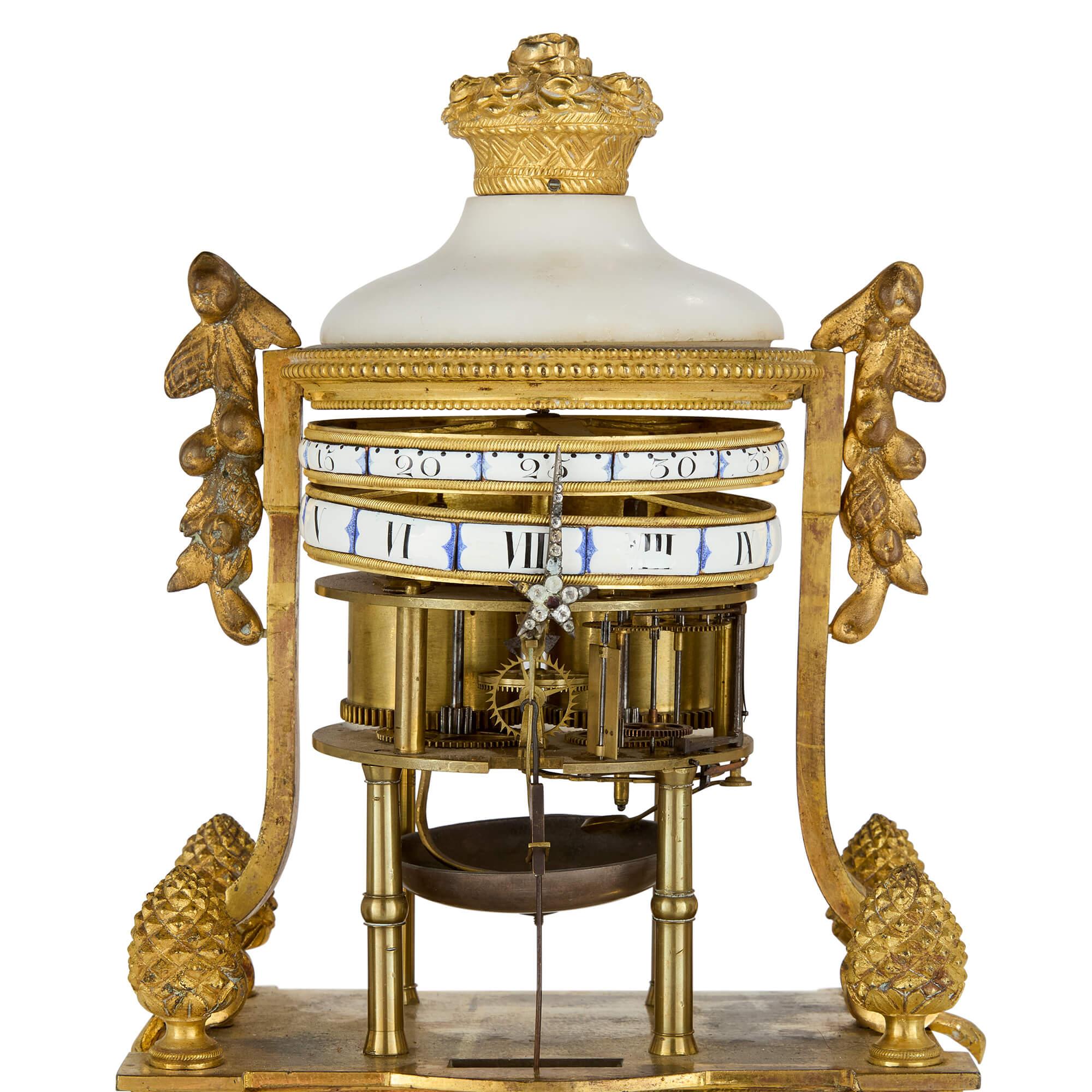 French 18th Century Louis XVI Ormolu and Marble Cercle Tournant Mantel Clock by Lepaute For Sale