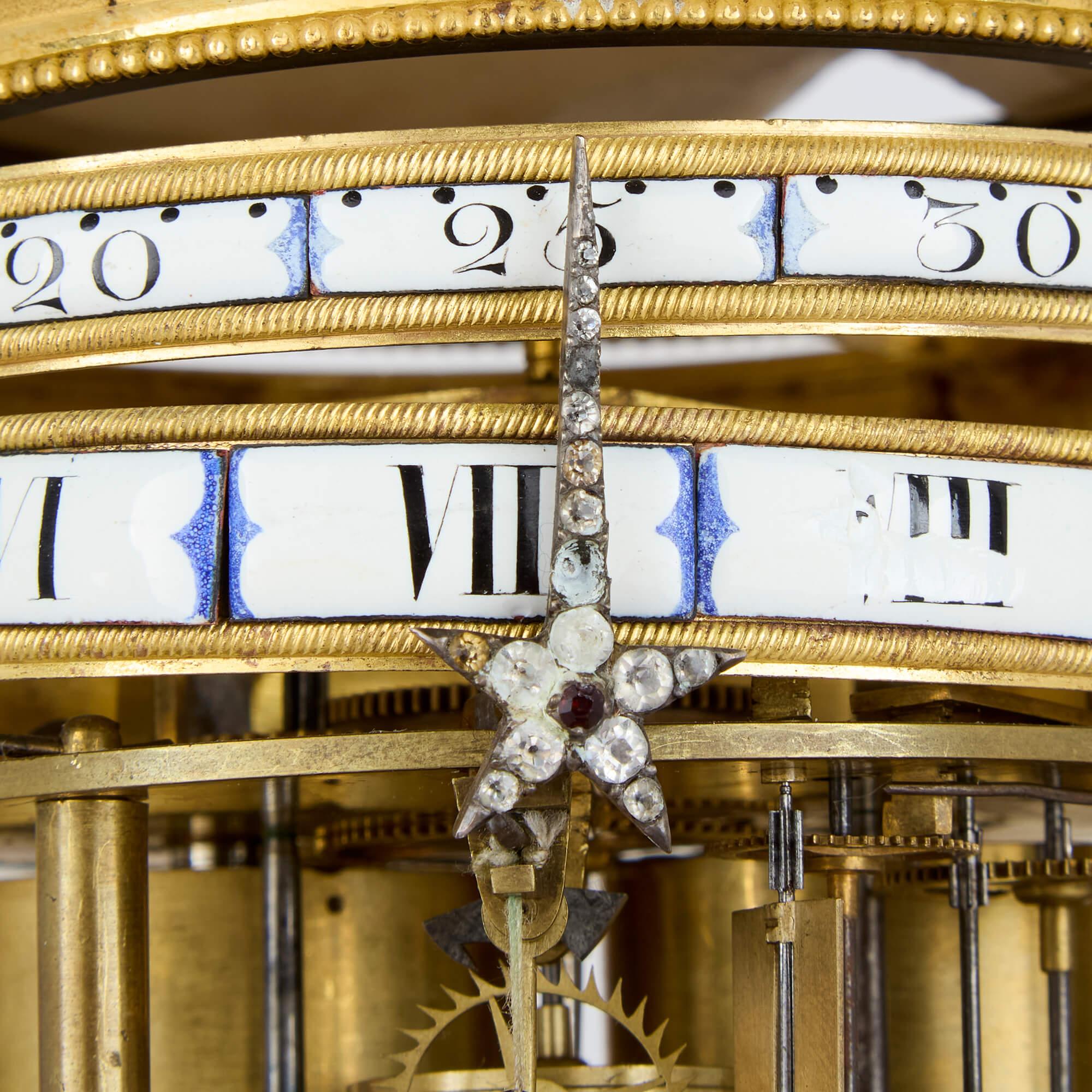 Carved 18th Century Louis XVI Ormolu and Marble Cercle Tournant Mantel Clock by Lepaute For Sale