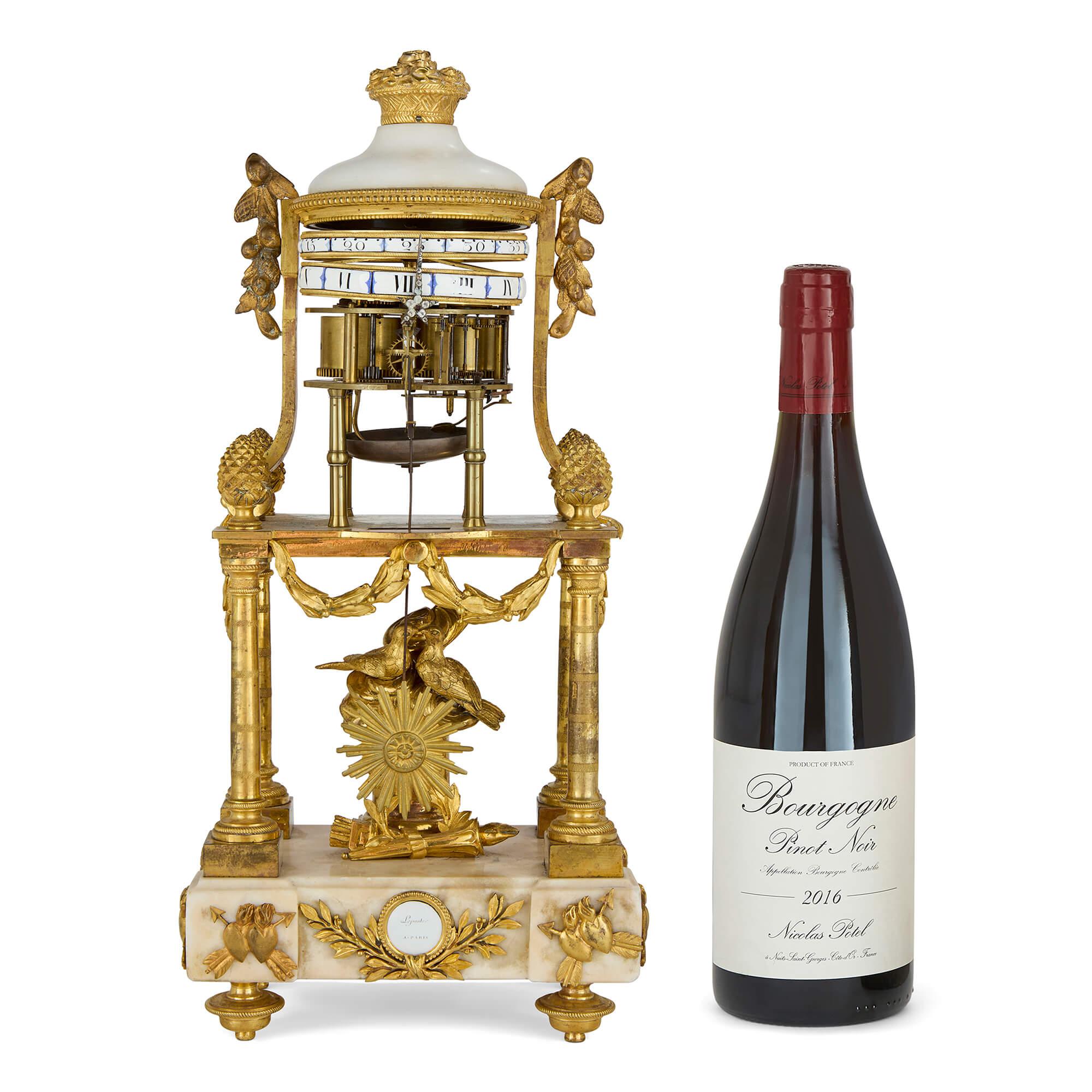 18th Century Louis XVI Ormolu and Marble Cercle Tournant Mantel Clock by Lepaute For Sale 2