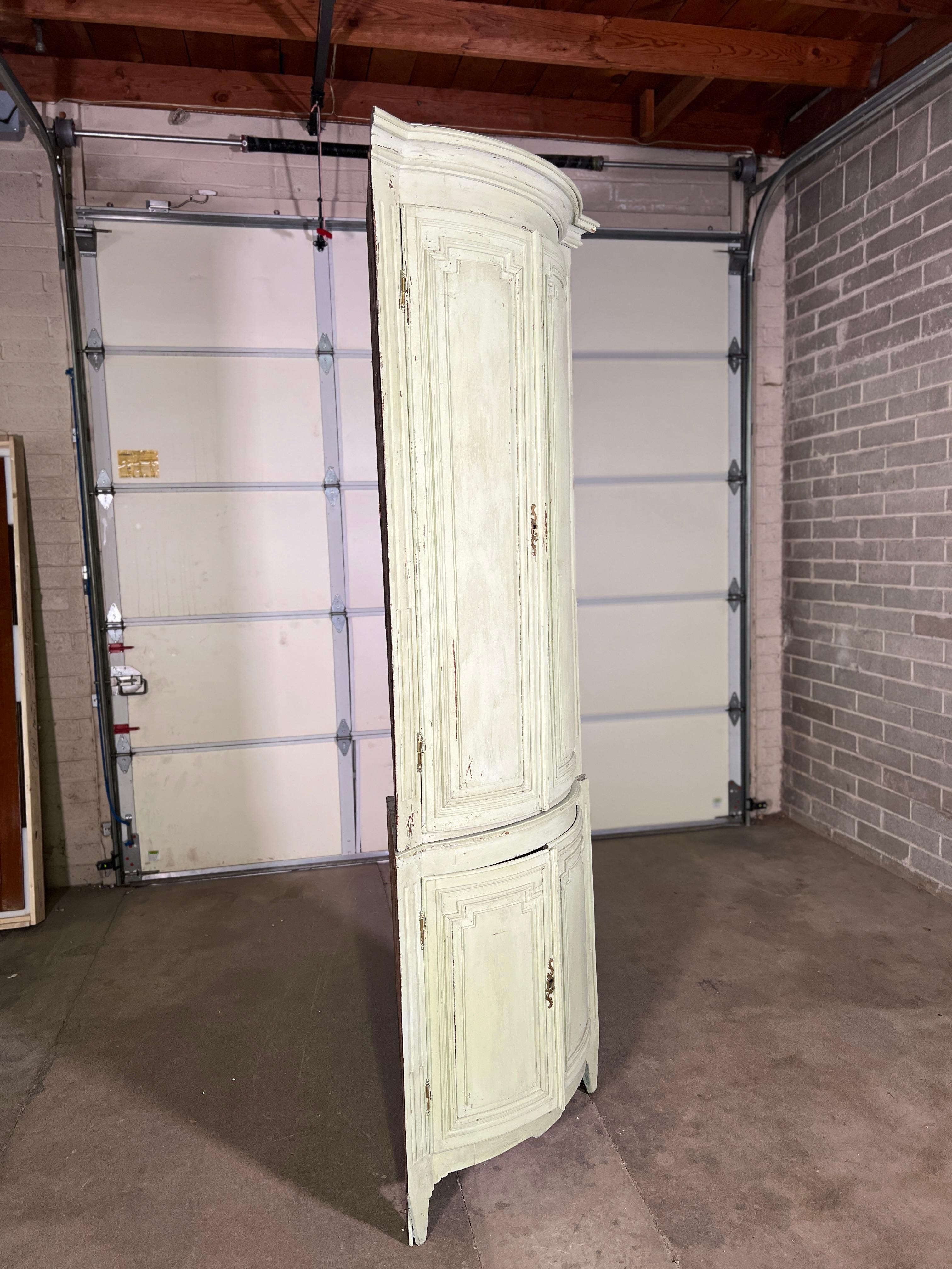 French 18th Century Louis XVI painted Corner Cabinet  For Sale