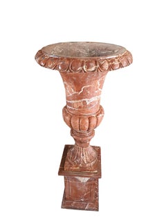 20th Century  Pair of Marble Vases with Base