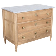 18th Century Louis XVI Period Bleached Three-Drawer Commode with Gray Marble Top