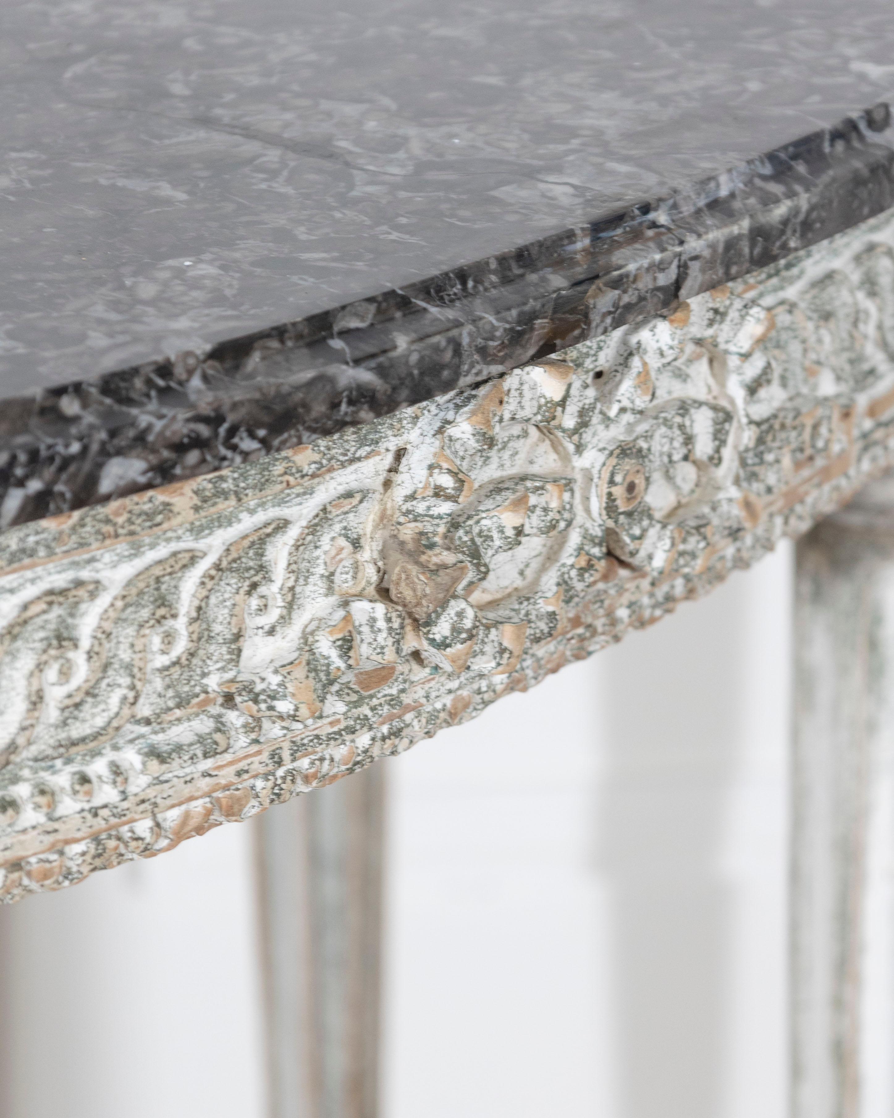 18th Century Louis XVI Period Console Table with Original Saint Anne Marble Top en vente 4