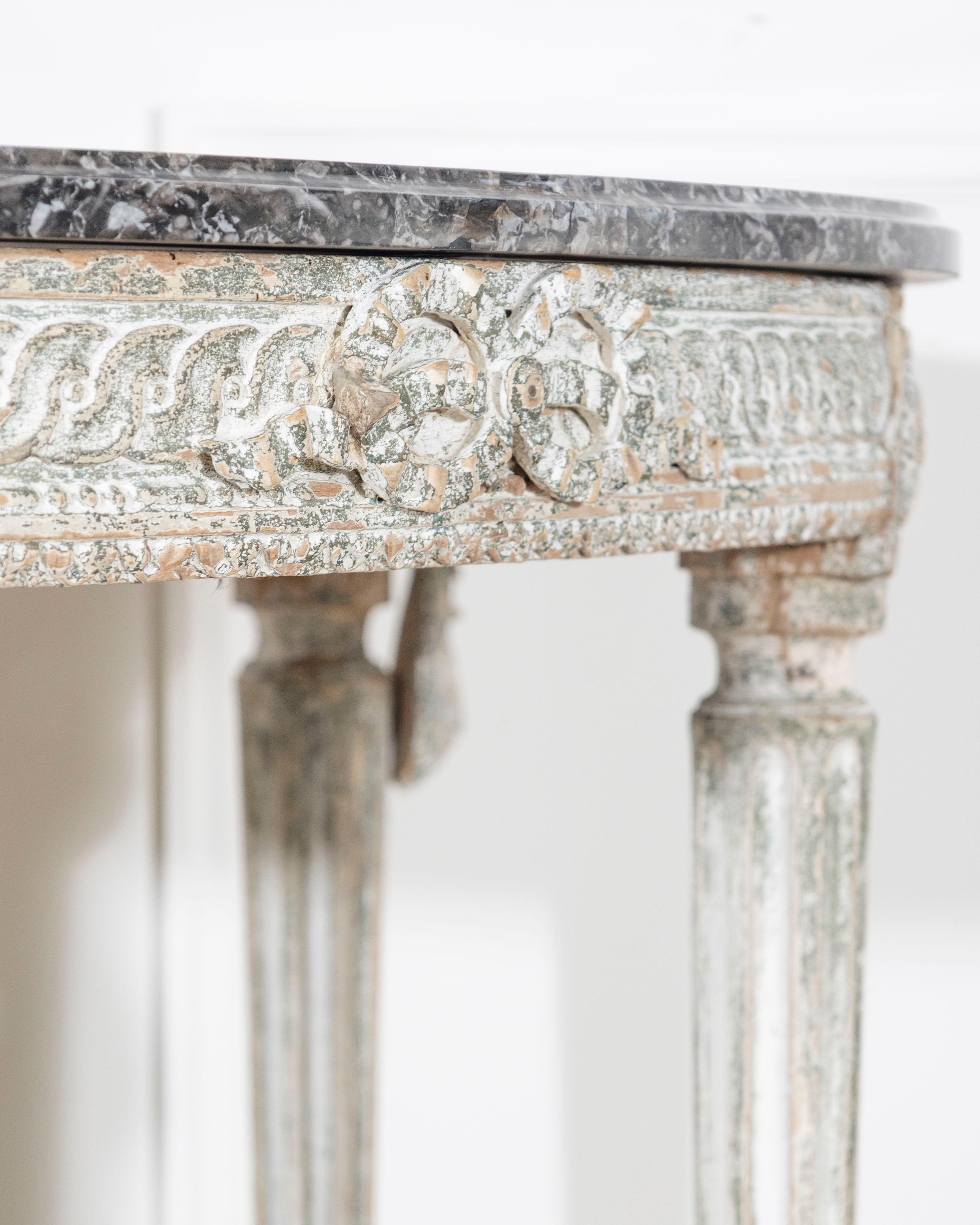 18th Century Louis XVI Period Console Table with Original Saint Anne Marble Top en vente 5