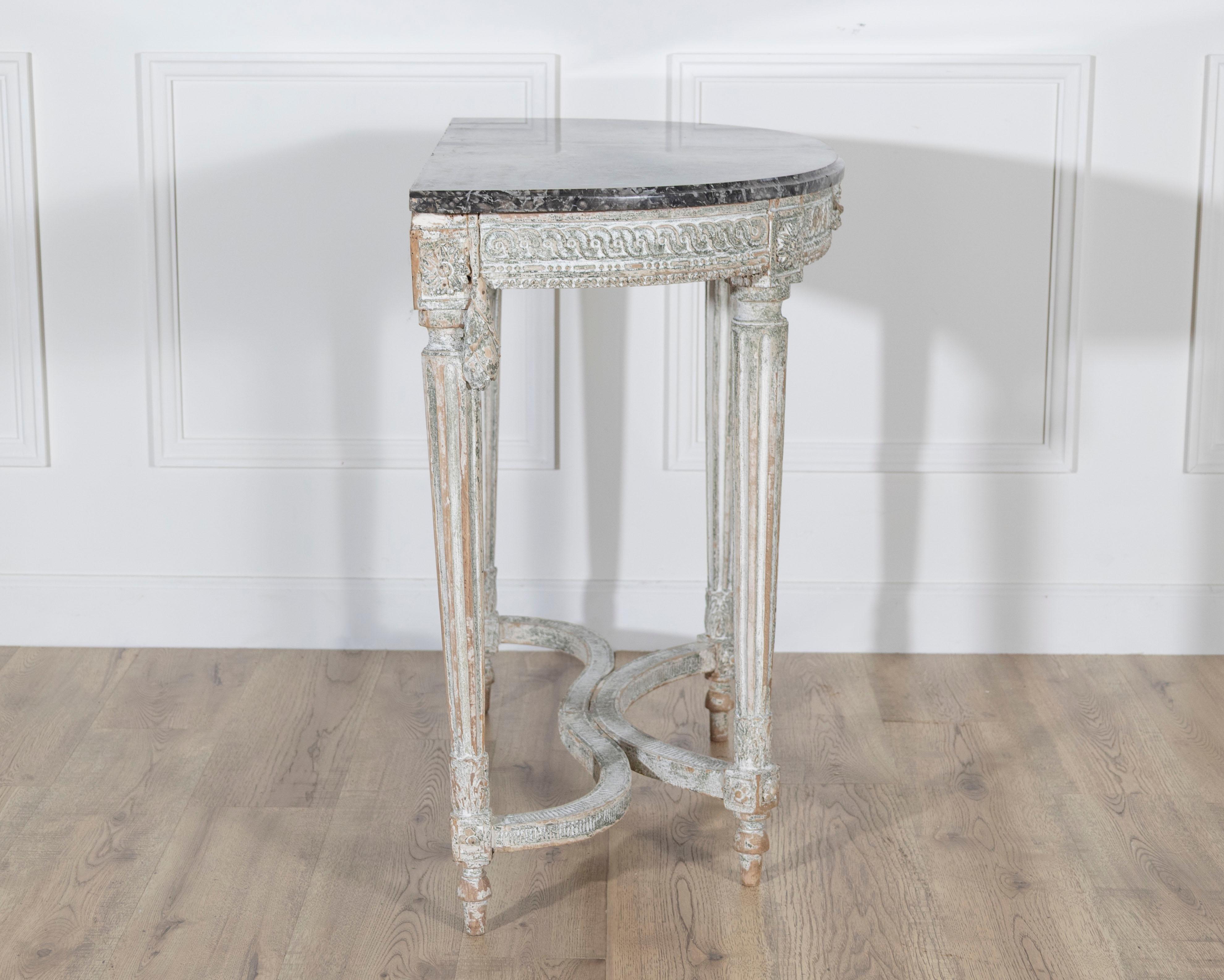 18th Century Louis XVI Period Console Table with Original Saint Anne Marble Top en vente 6