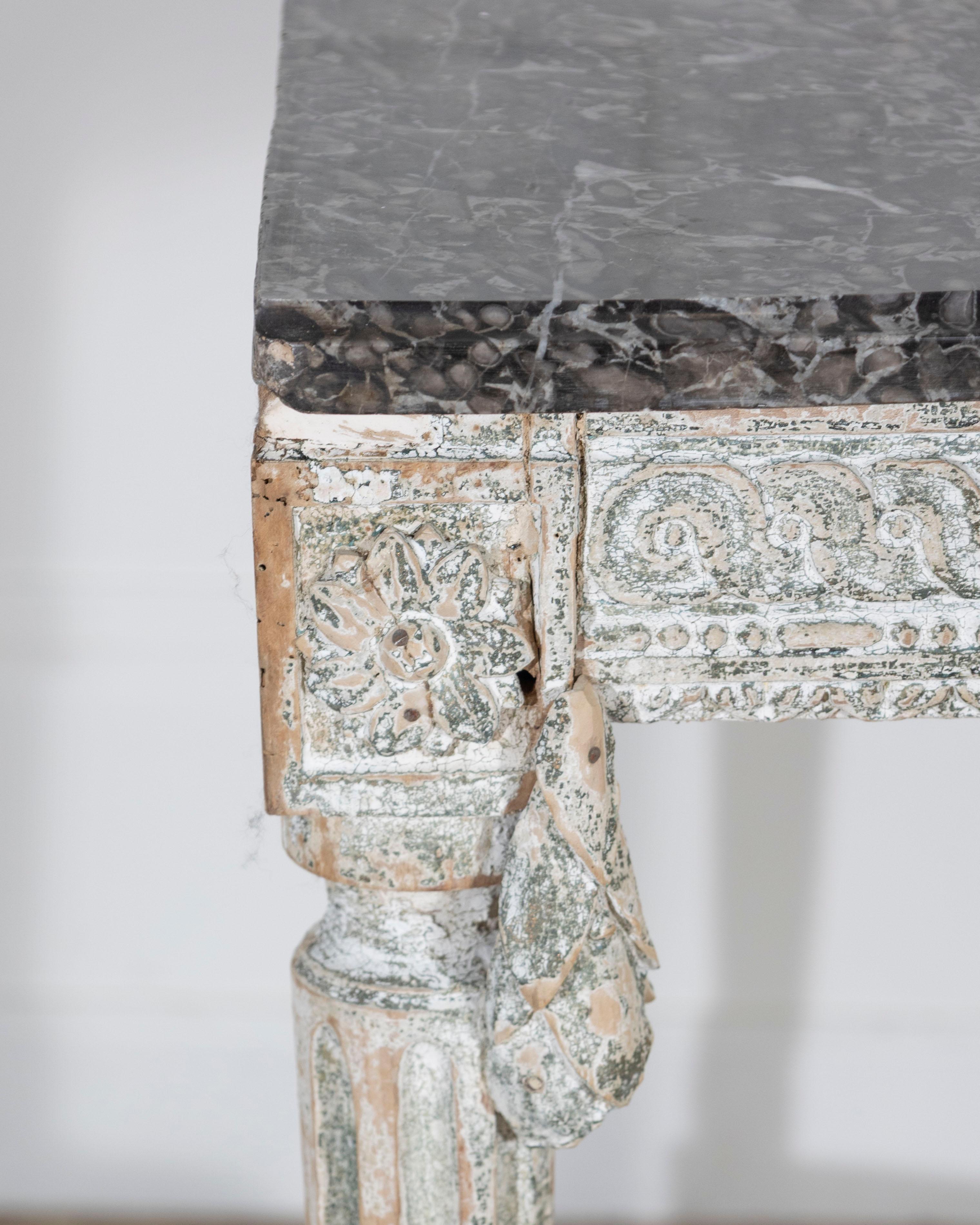 18th Century Louis XVI Period Console Table with Original Saint Anne Marble Top en vente 7