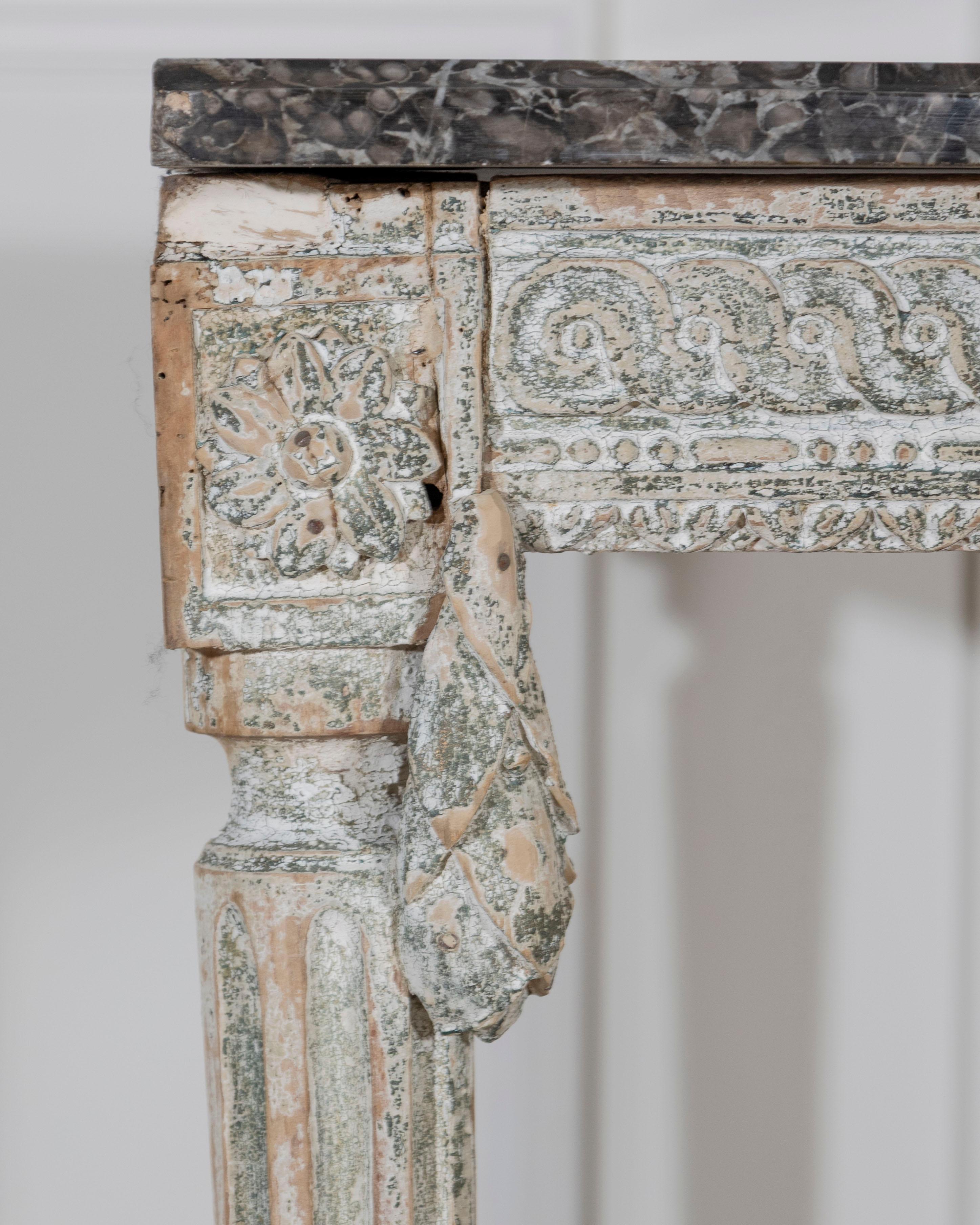 18th Century Louis XVI Period Console Table with Original Saint Anne Marble Top en vente 8