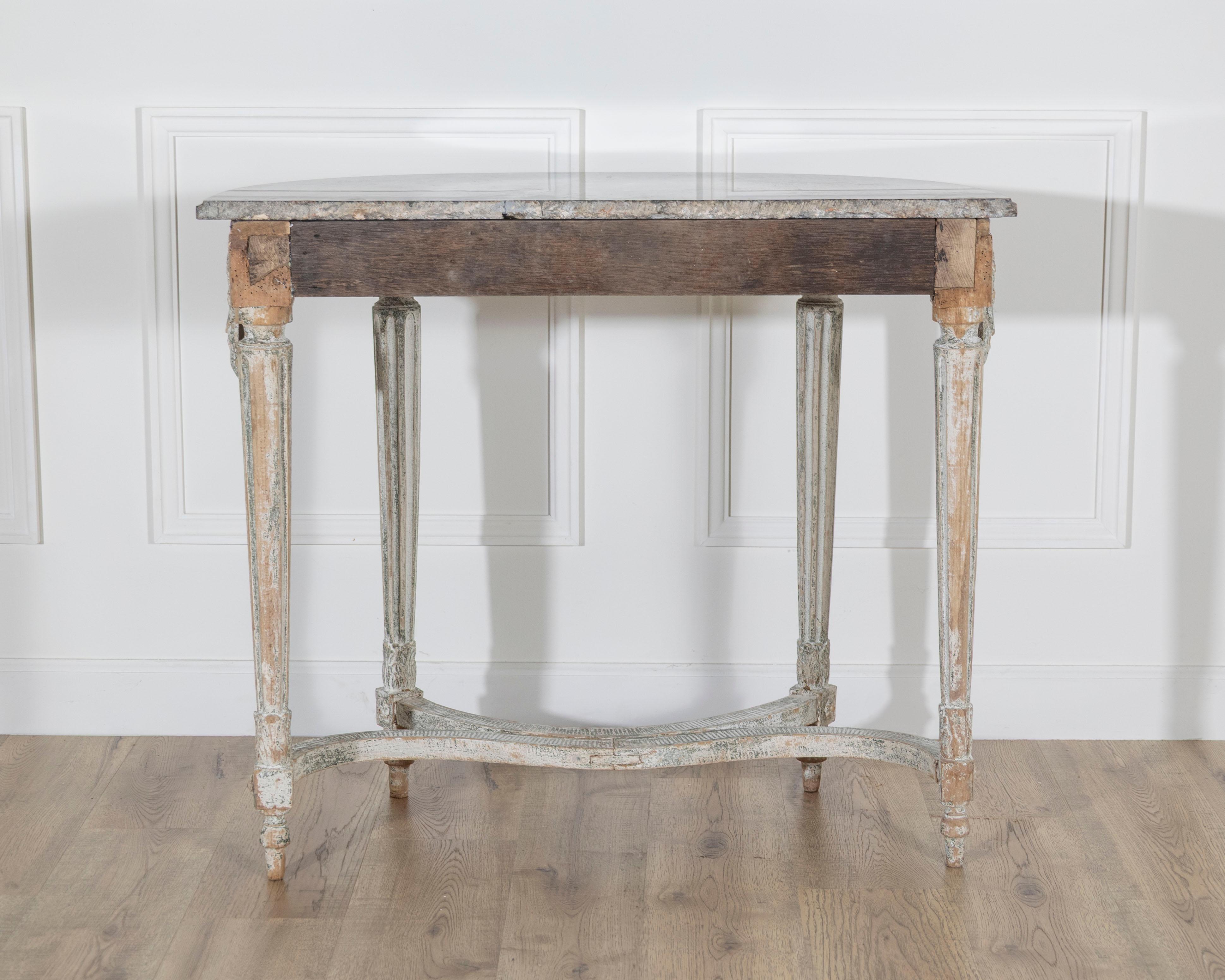 18th Century Louis XVI Period Console Table with Original Saint Anne Marble Top en vente 9