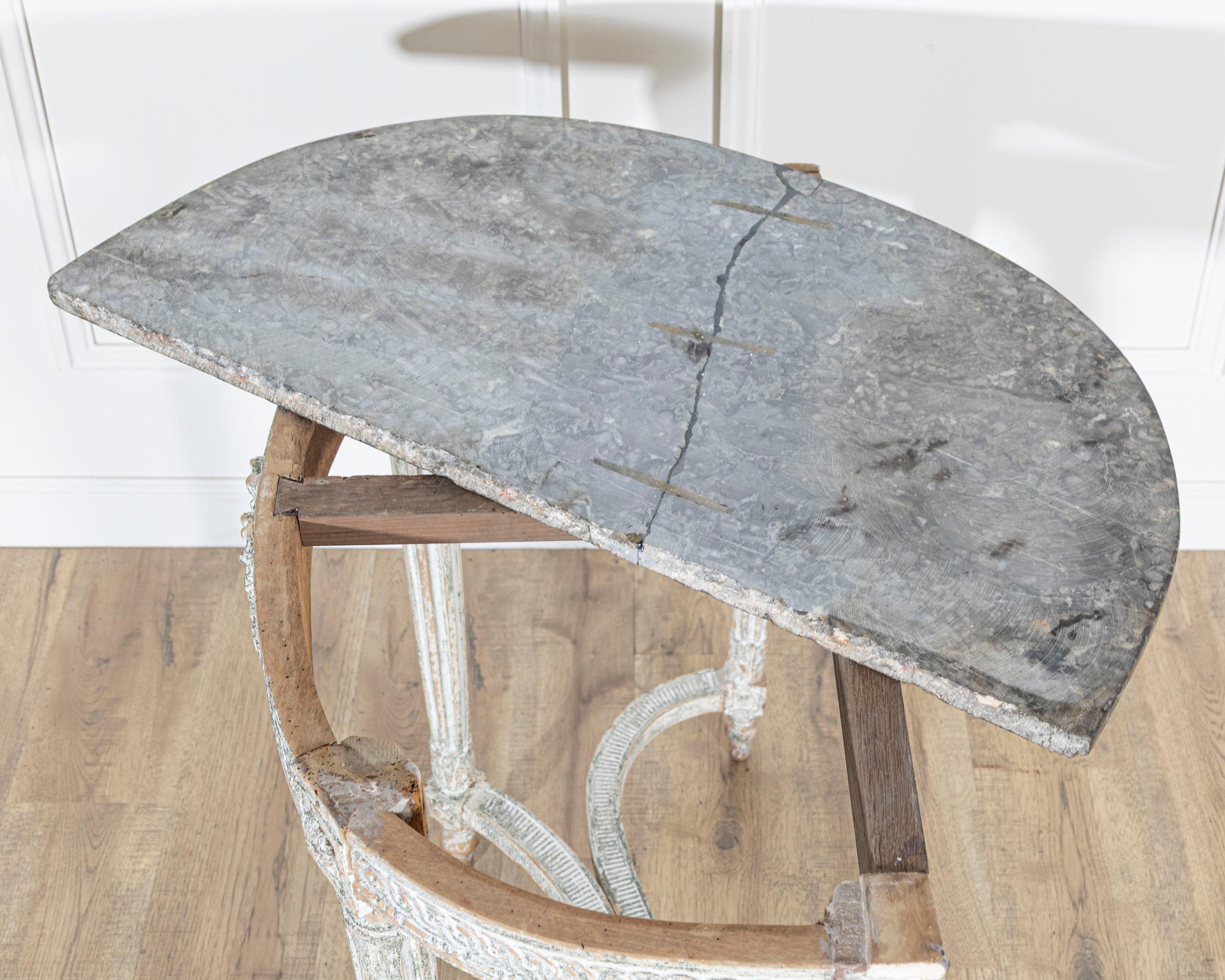 18th Century Louis XVI Period Console Table with Original Saint Anne Marble Top en vente 13