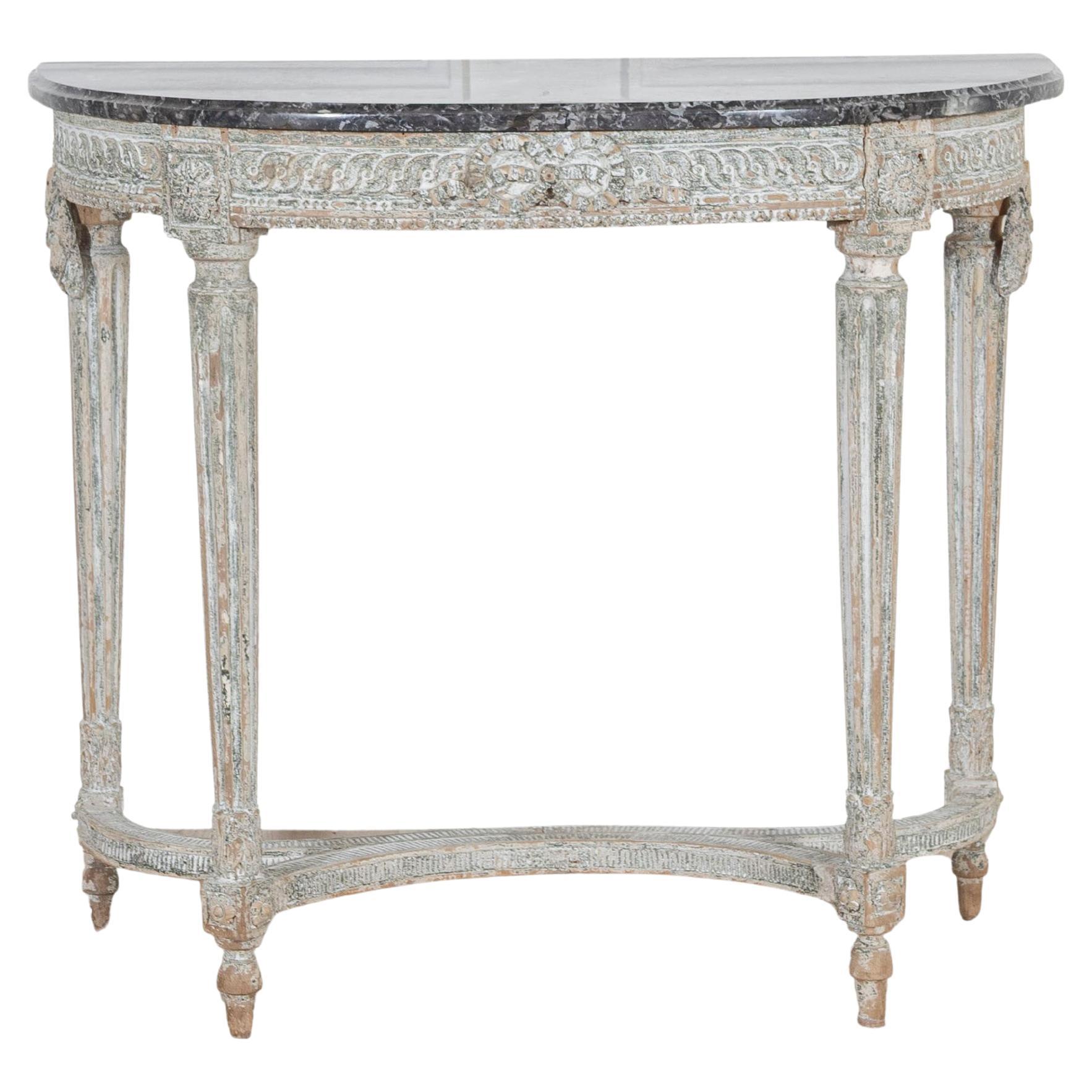 18th Century Louis XVI Period Console Table with Original Saint Anne Marble Top