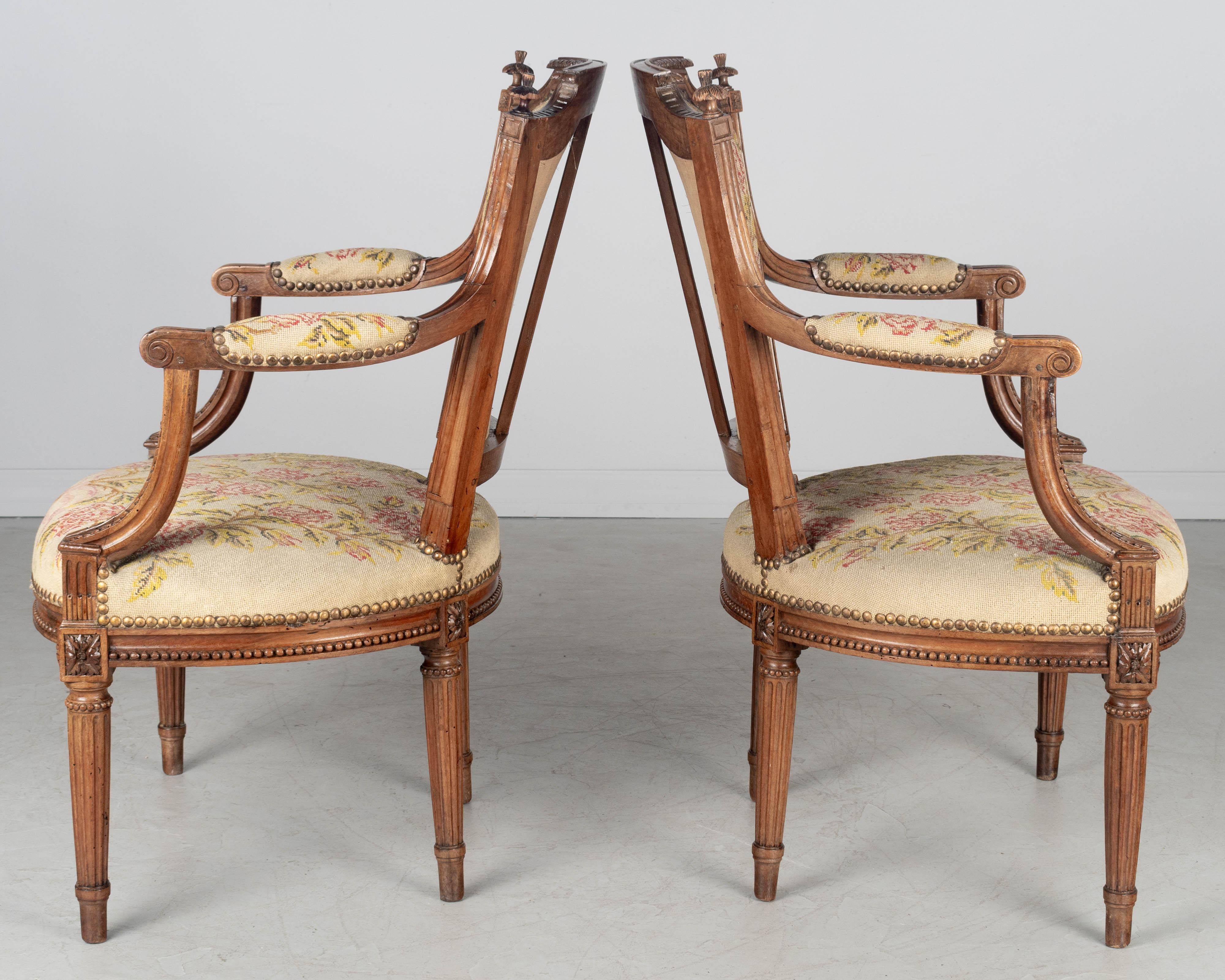 18th Century Louis XVI Period French Fauteuils, a Pair For Sale 1