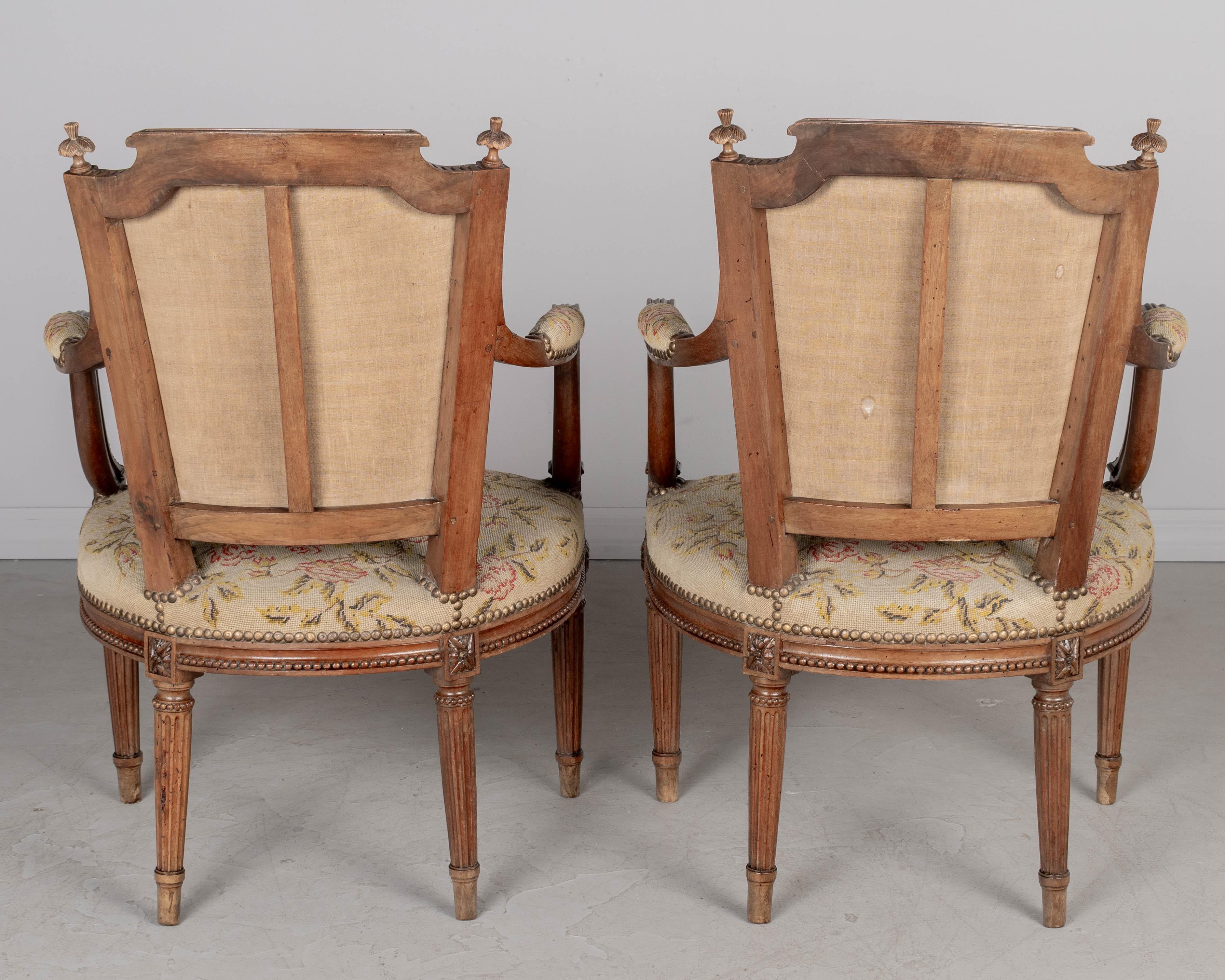 18th Century Louis XVI Period French Fauteuils, a Pair For Sale 2