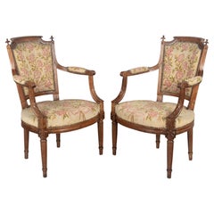 18th Century Louis XVI Period French Fauteuils, a Pair