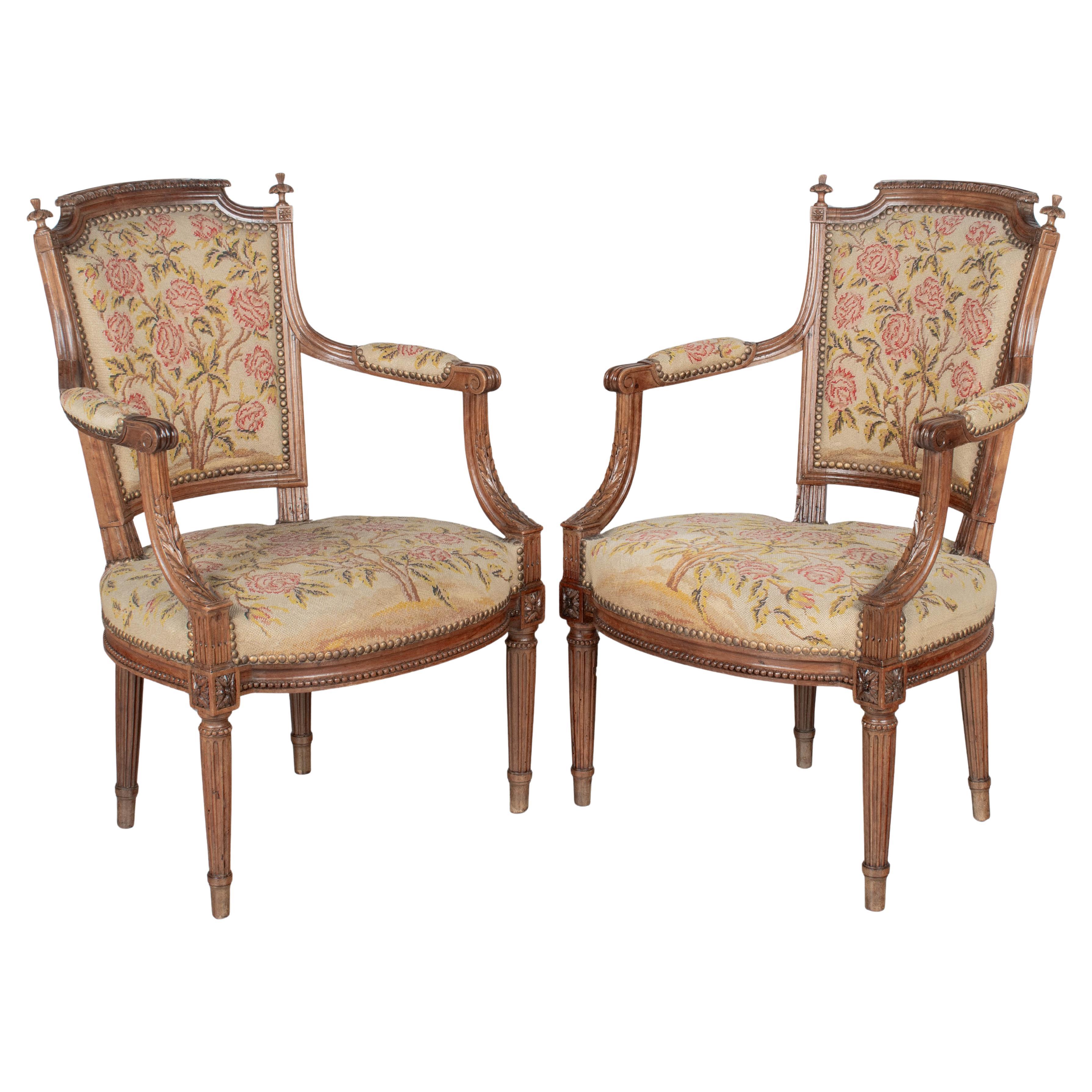18th Century Louis XVI Period French Fauteuils, a Pair For Sale