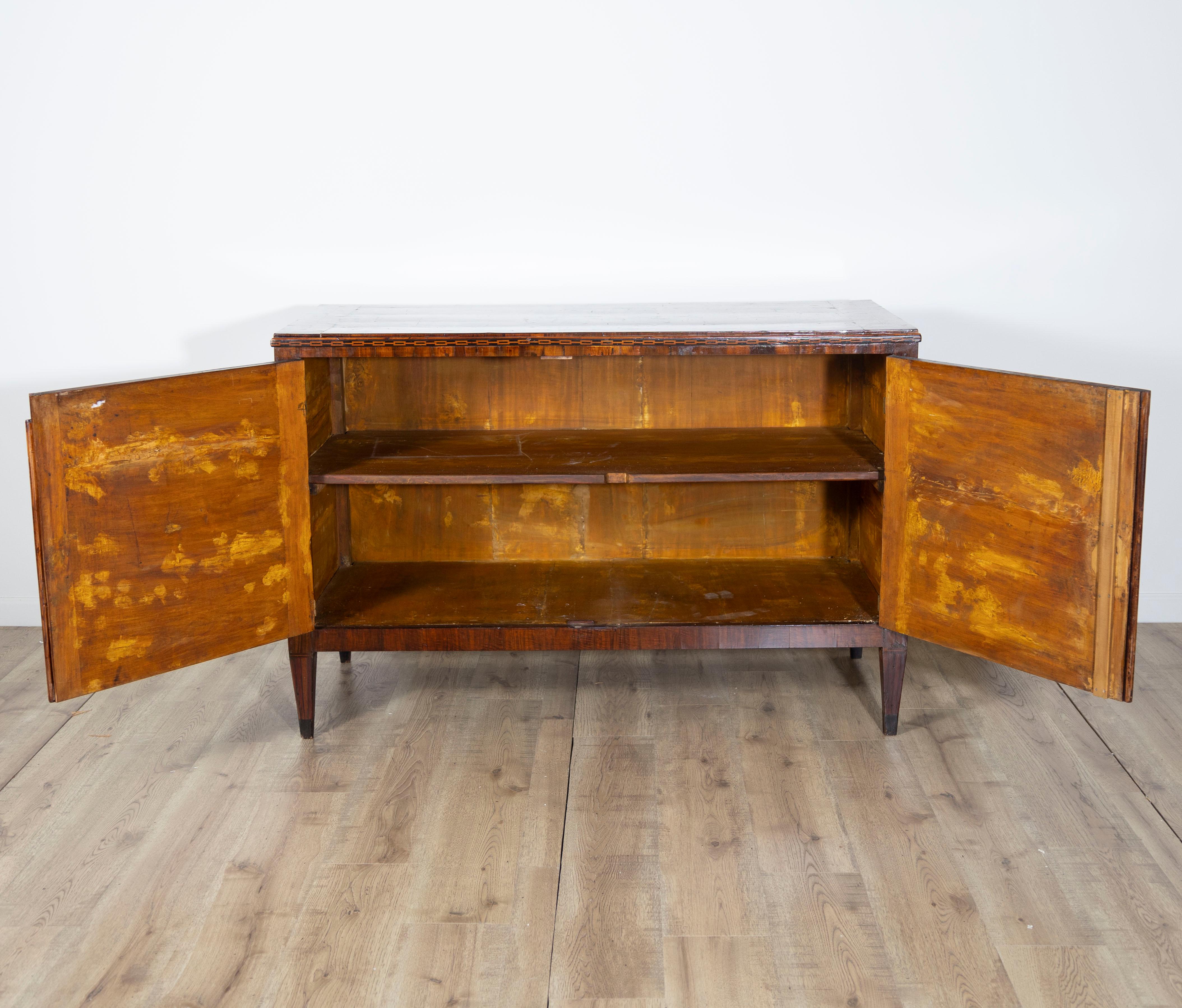 18th Century Louis XVI Period Italian Inlaid Sideboard in Walnut and Mixed Woods In Good Condition For Sale In Atlanta, GA