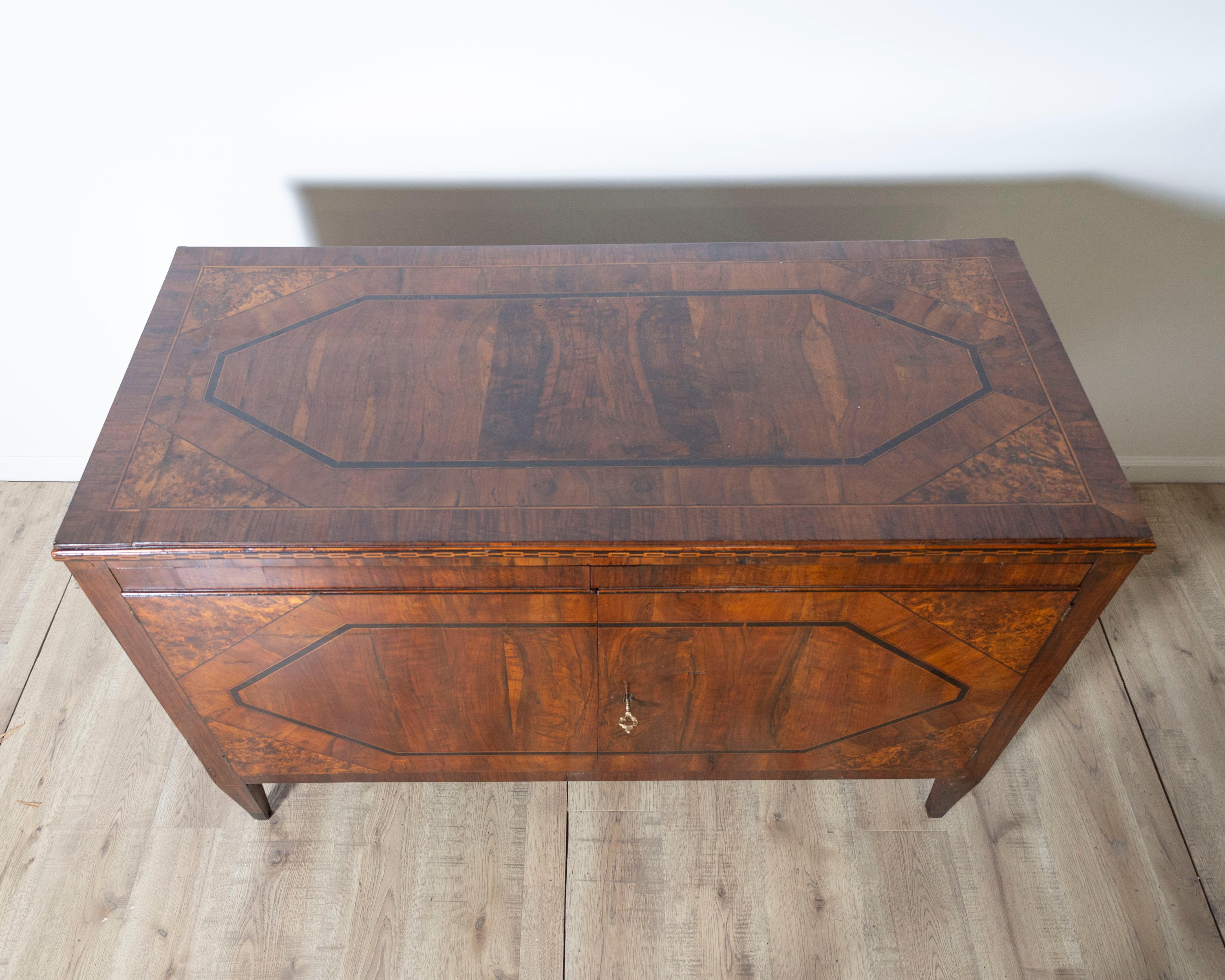 18th Century and Earlier 18th Century Louis XVI Period Italian Inlaid Sideboard in Walnut and Mixed Woods For Sale