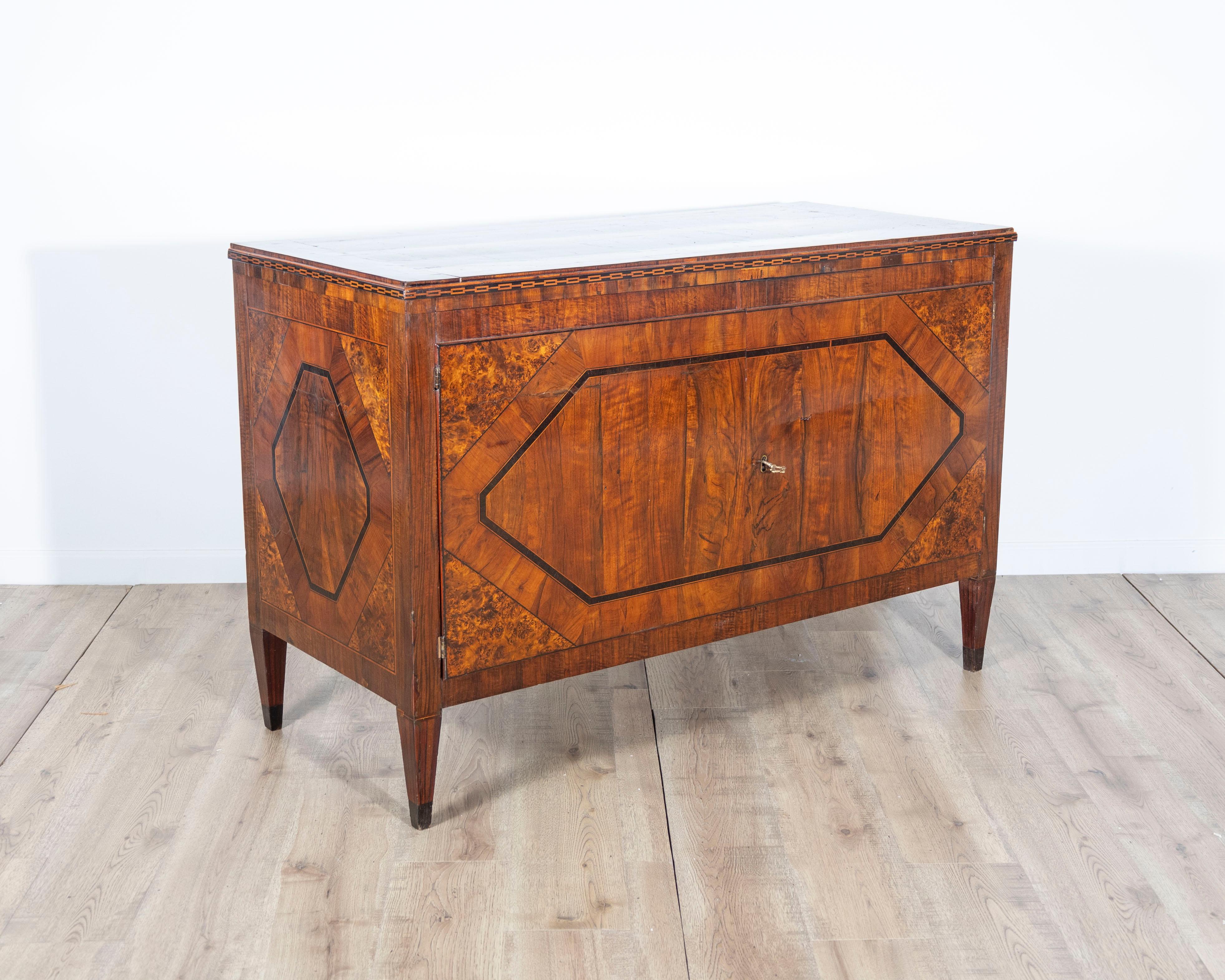 18th Century Louis XVI Period Italian Inlaid Sideboard in Walnut and Mixed Woods For Sale 1