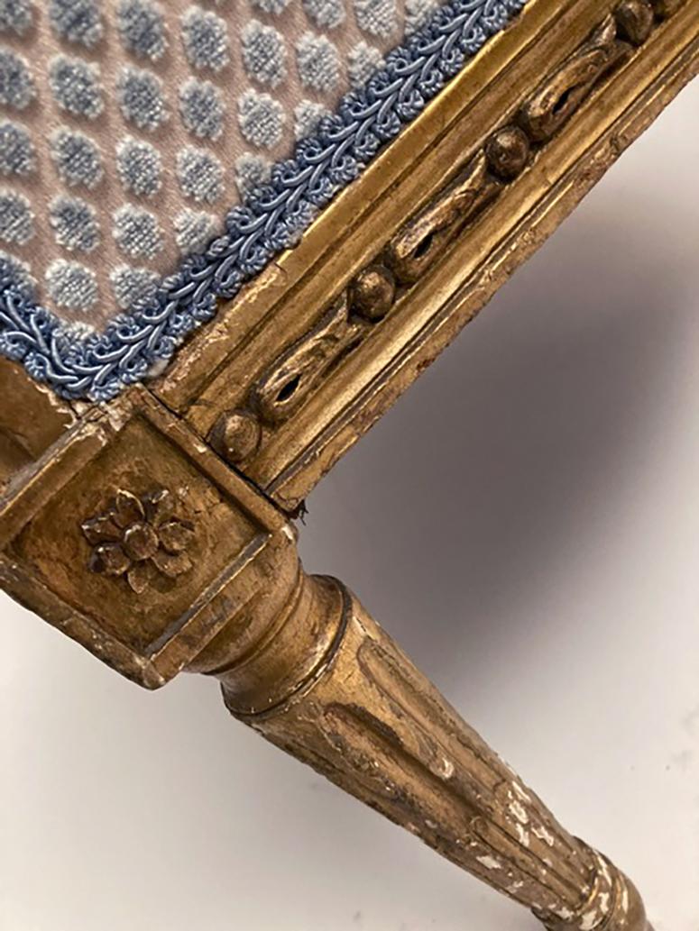 18th Century Louis XVI Period Painted and Parcel-Gilt Bergere Chair For Sale 7