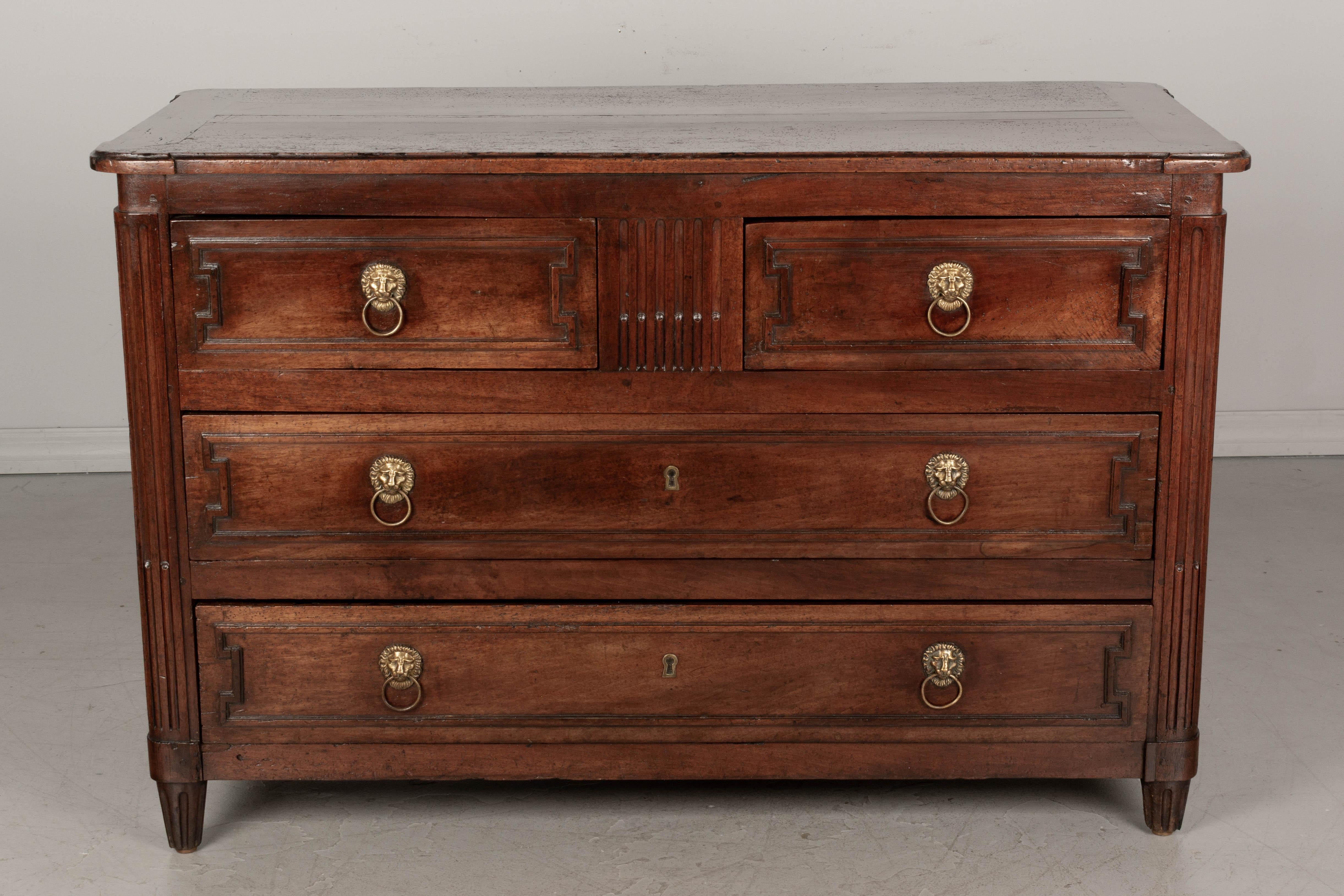 French 18th Century Louis XVI Period Walnut Commode or Chest of Drawers For Sale