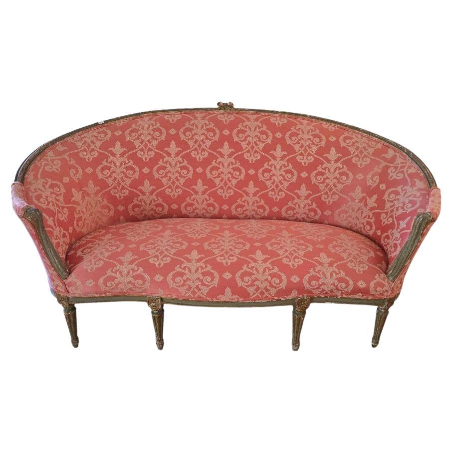 18th Century Louis XVI Sofa – Carved and Gilded Wood, Original Joinery