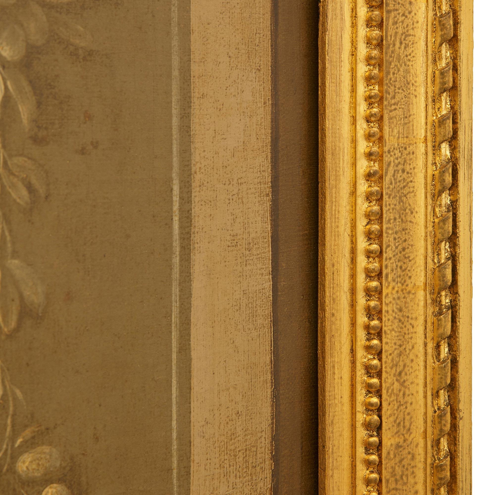 Huile sur toile et grisaille de bois doré du XVIIIe siècle de style Louis XVI en vente 1