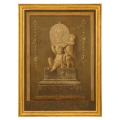 Huile sur toile et grisaille de bois doré du XVIIIe siècle de style Louis XVI