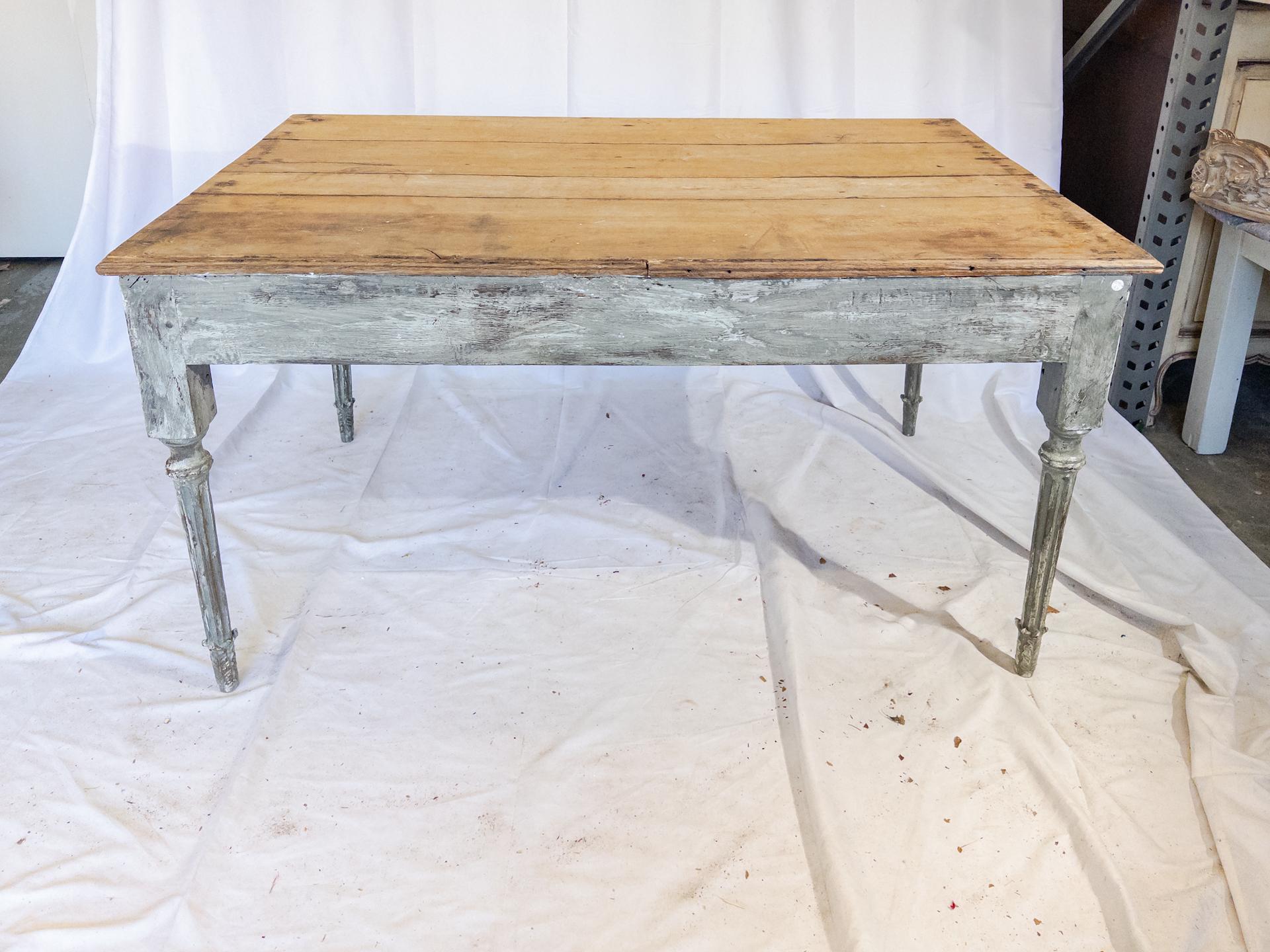 18th Century Louis XVI Style Blue Painted Table / Desk from France For Sale 11