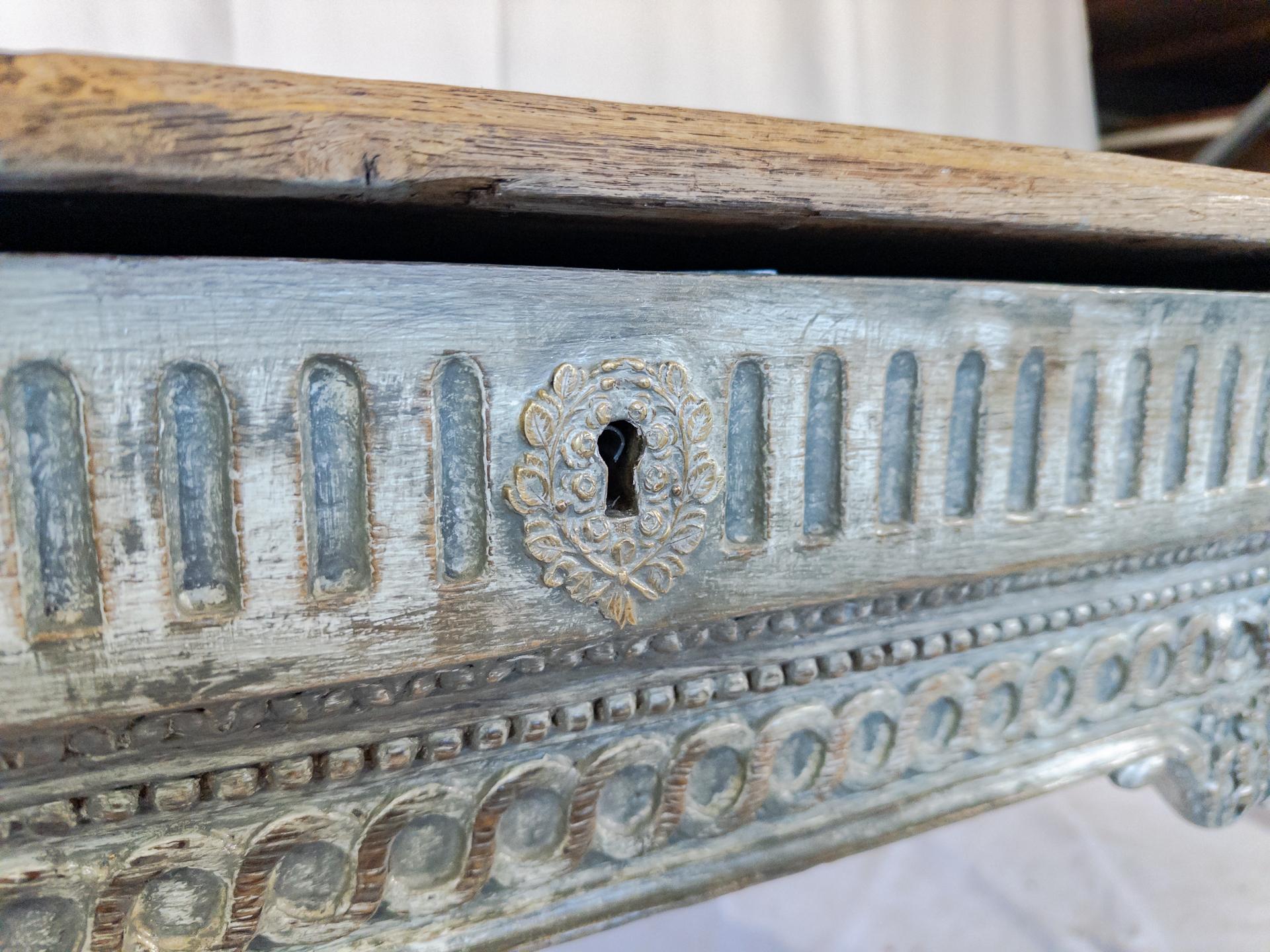 18th Century Louis XVI Style Blue Painted Table / Desk from France For Sale 1