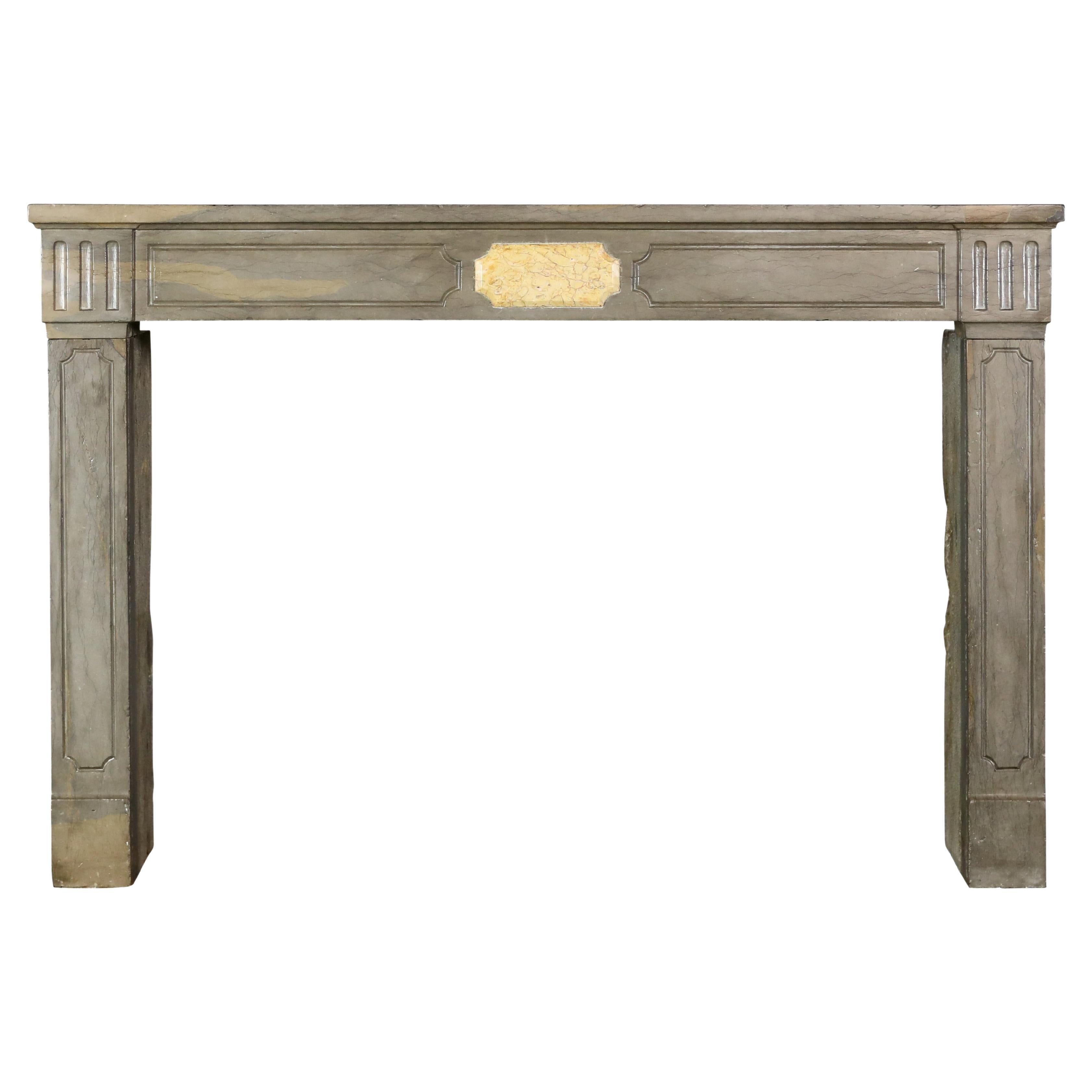 Cheminée classique en pierre française du XVIIIe siècle de style Louis XVI