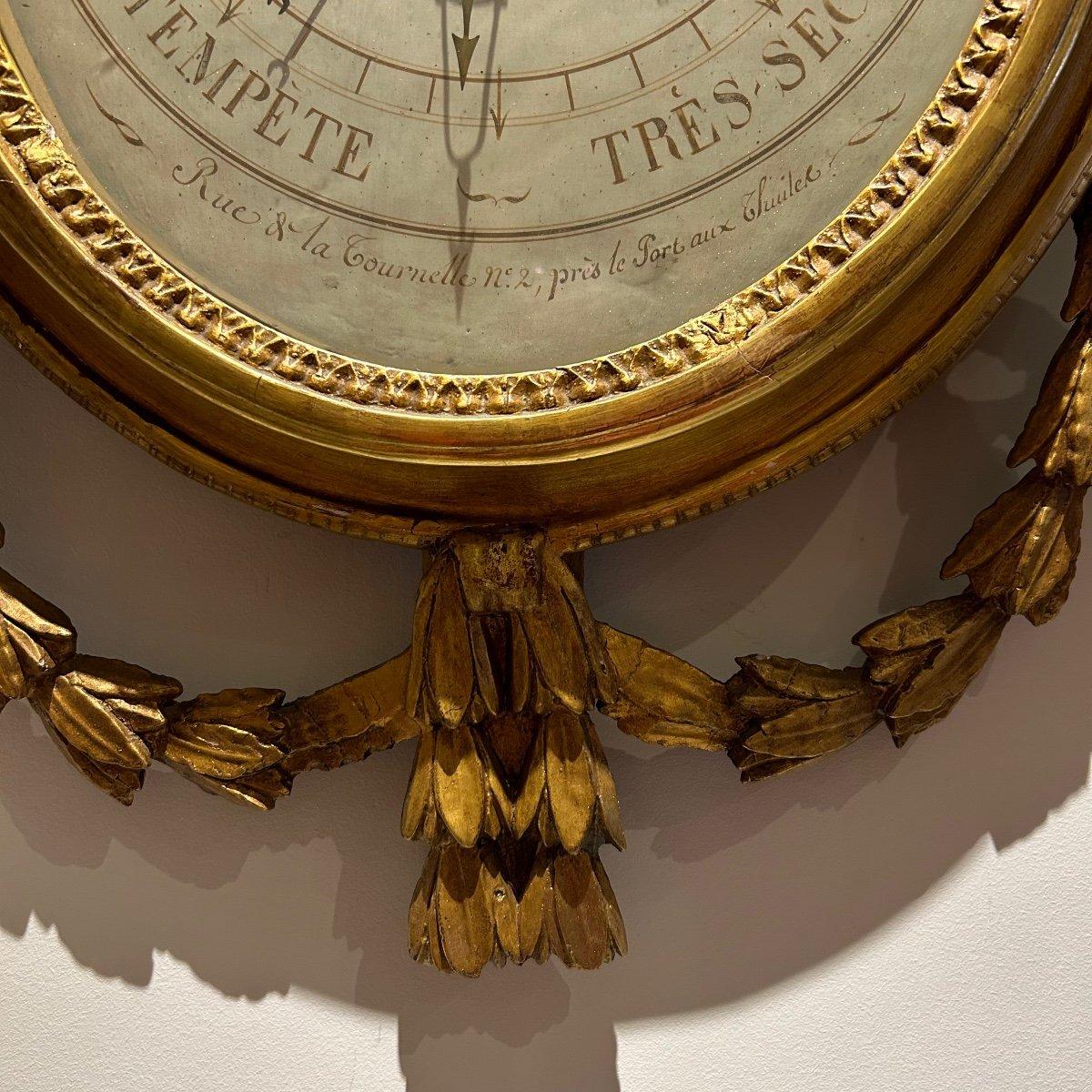 18th Century and Earlier 18th Century Louis XVI Style Large Barometer in Giltwood by Pierloz 