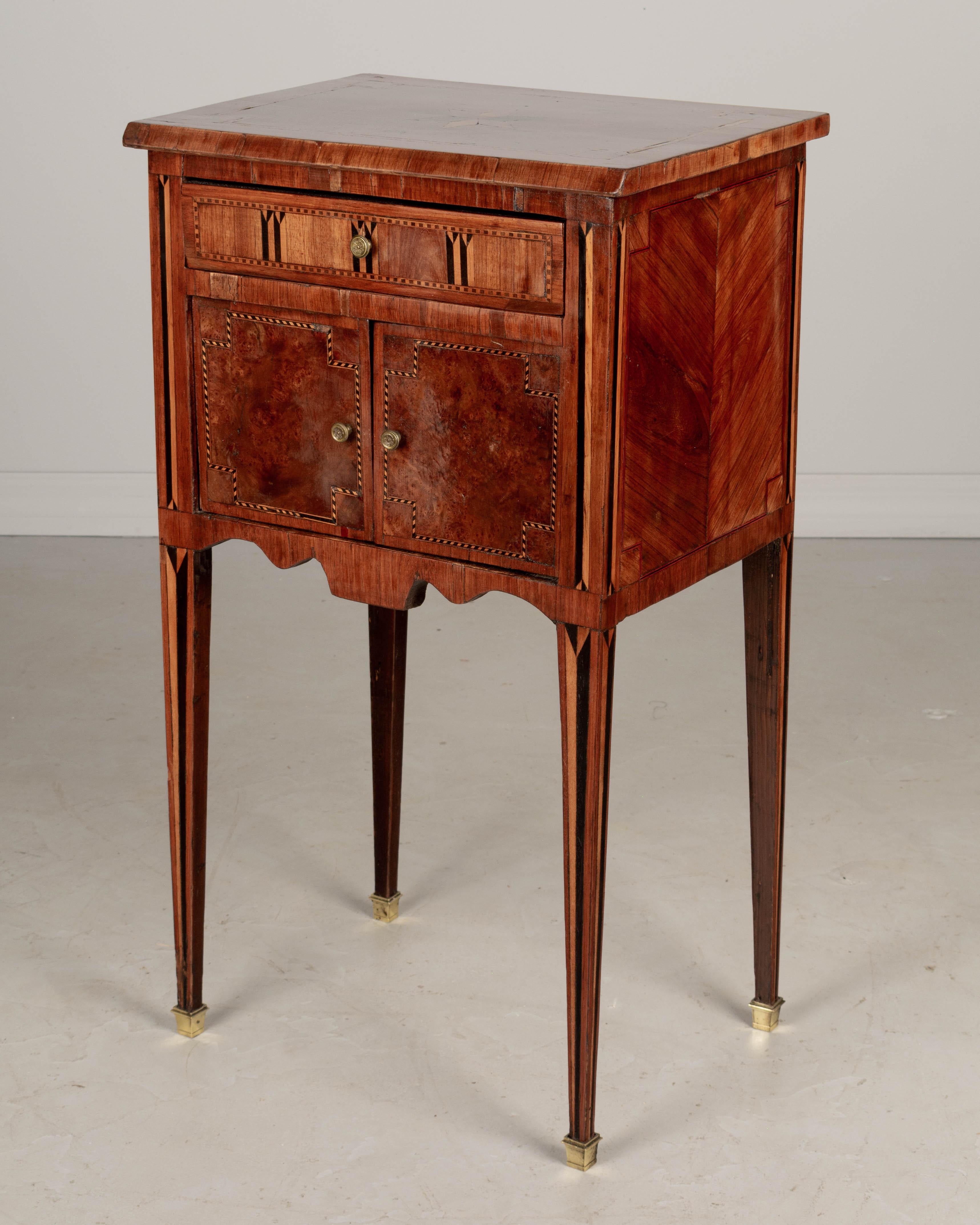 French 18th Century Louis XVI Style Marquetry Side Table For Sale