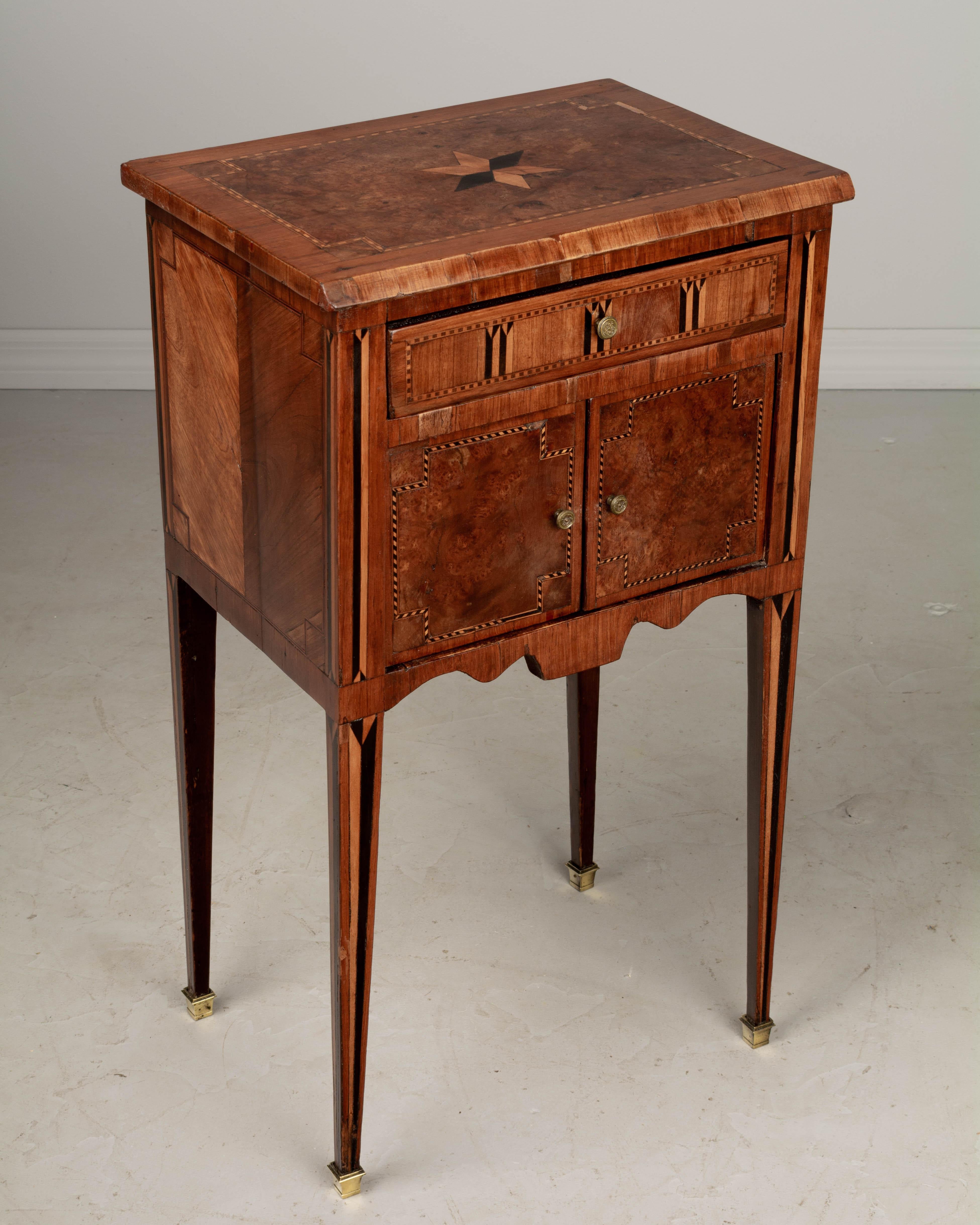 Hand-Crafted 18th Century Louis XVI Style Marquetry Side Table For Sale