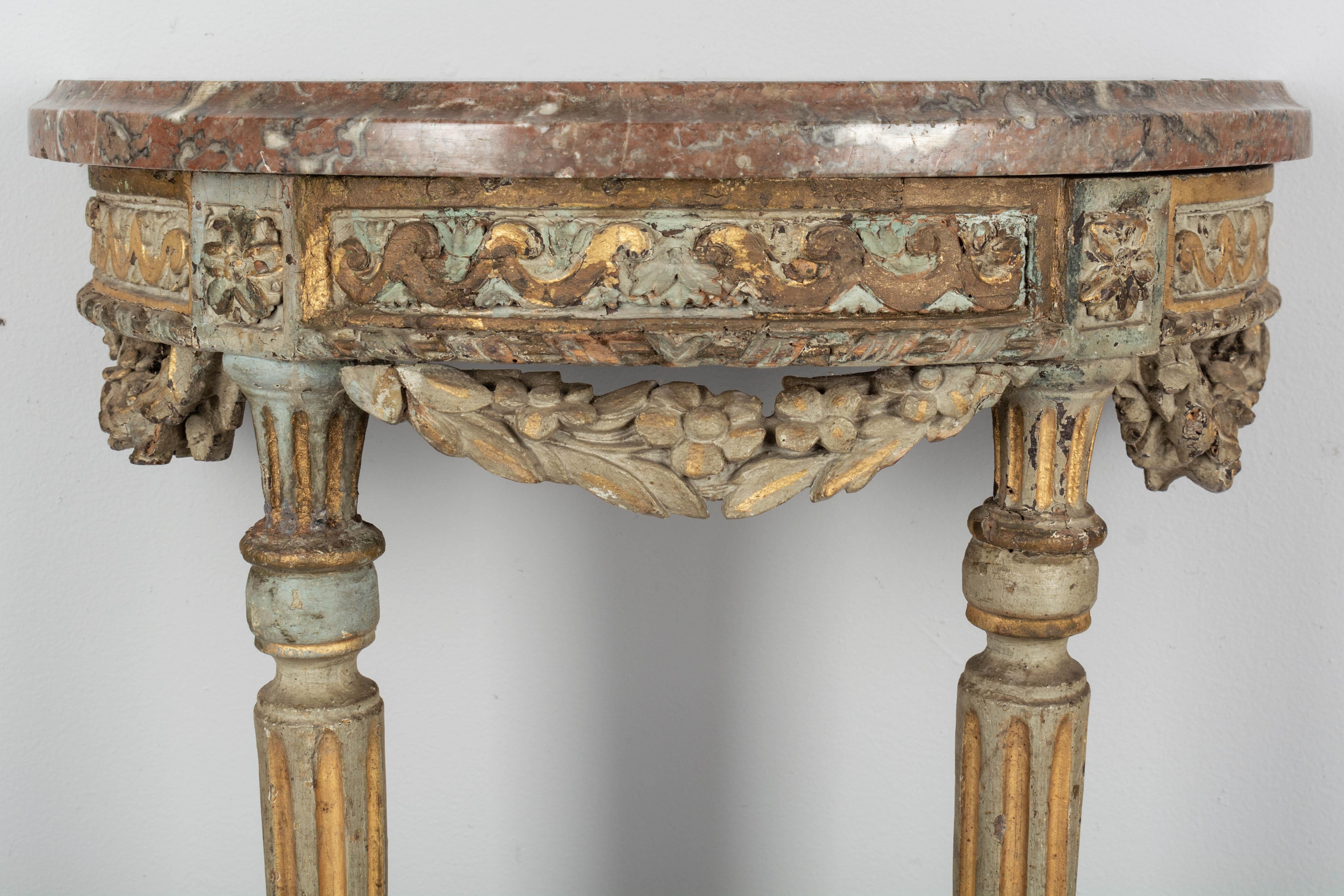 18th Century Louis XVI Style Painted Demilune Console In Good Condition In Winter Park, FL