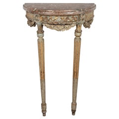 18th Century Louis XVI Style Painted Demilune Console