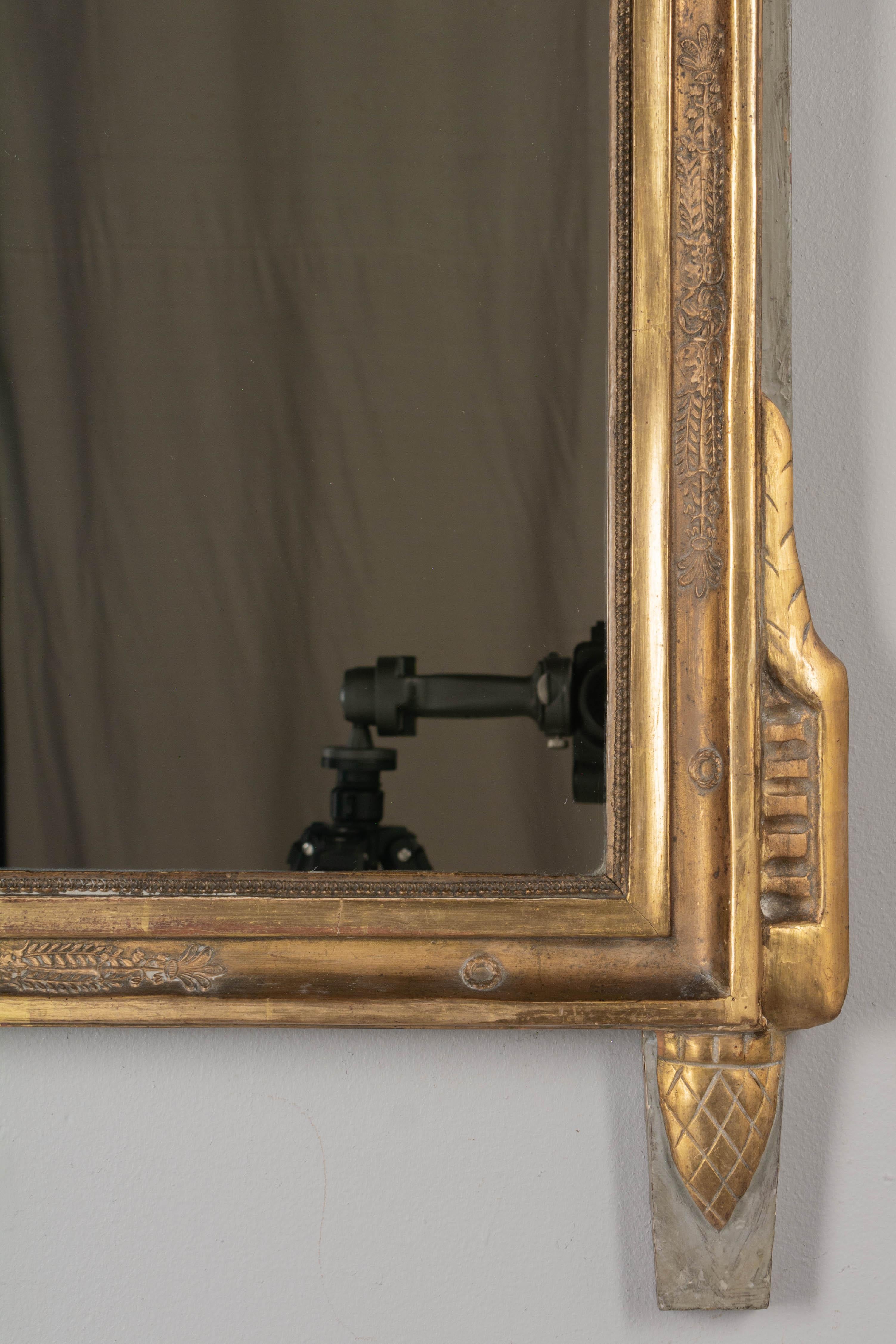 18th Century Louis XVI Style Parcel Gilt Mirror For Sale 1