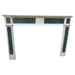 Louis XVI Style White and Green Marble Fireplace Mantel